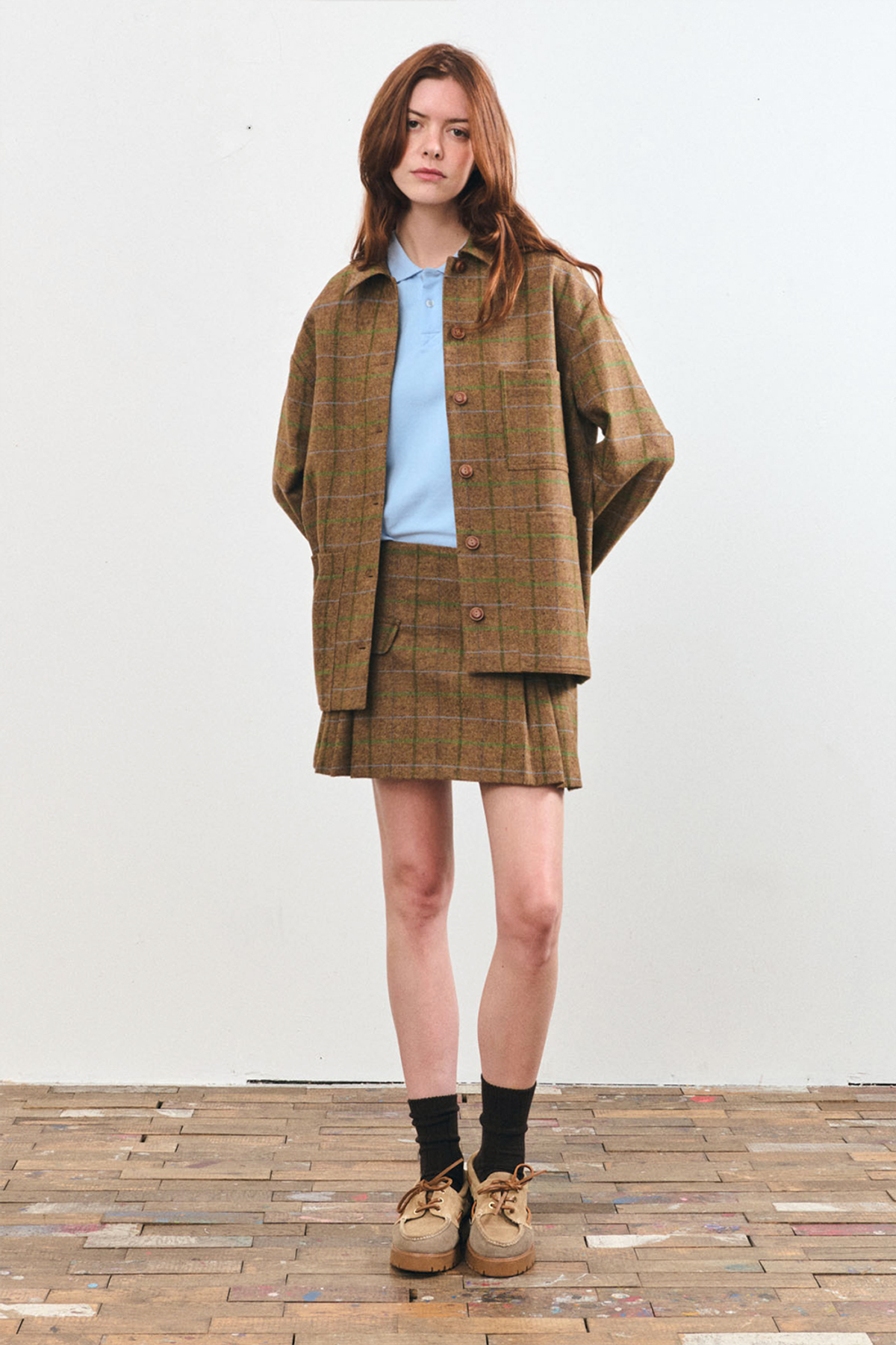 르몽생미셸(LE MONT ST MICHEL) JONVAL-MINI SKIRT_Camel