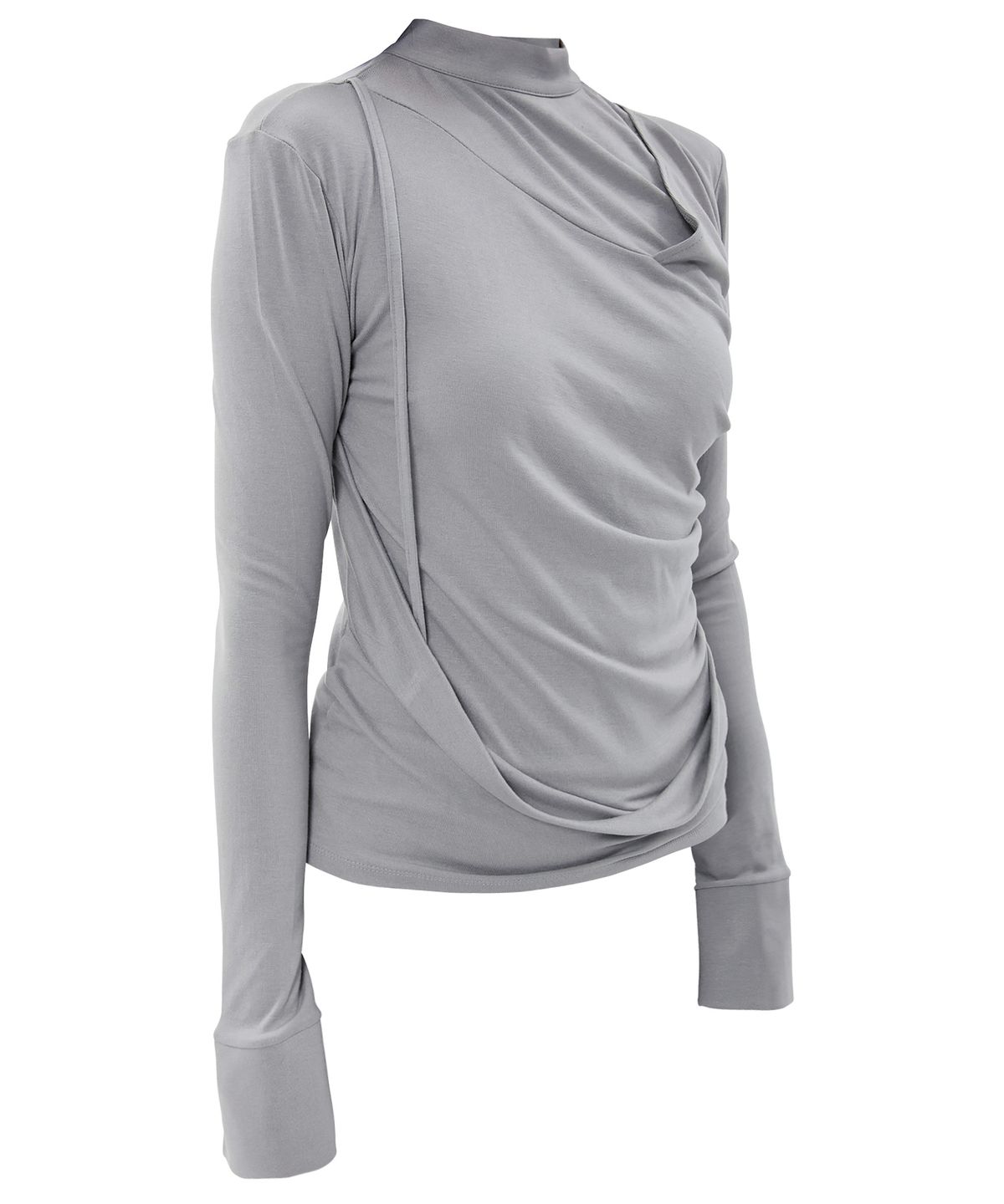 플레어업(FLAREUP) Draped Mock Neck Long Sleeve (FL-182_Gray)