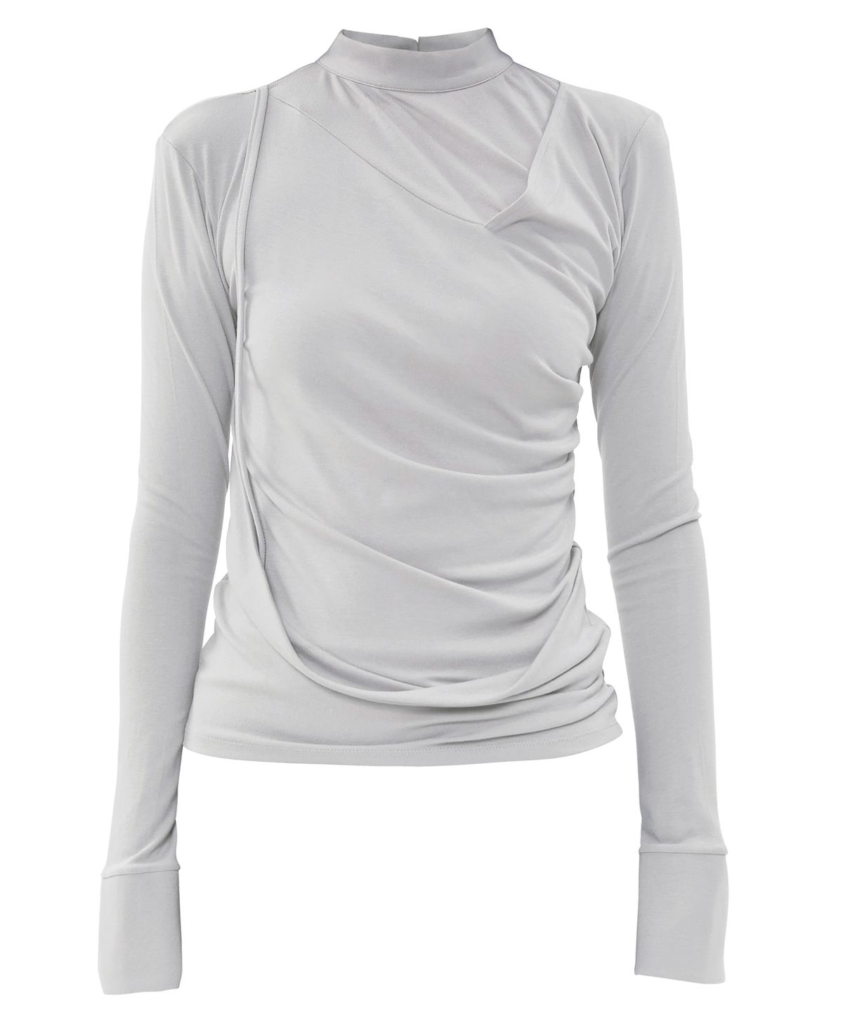 플레어업(FLAREUP) Draped Mock Neck Long Sleeve (FL-182_Cloud White)