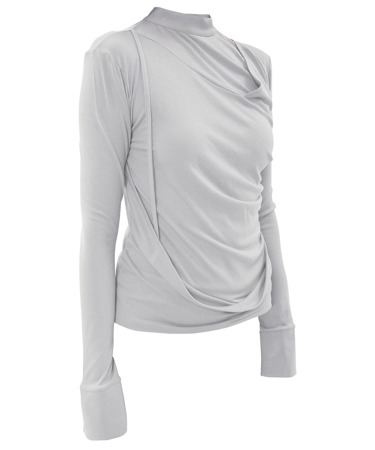 플레어업(FLAREUP) Draped Mock Neck Long Sleeve (FL-182_Cloud White)