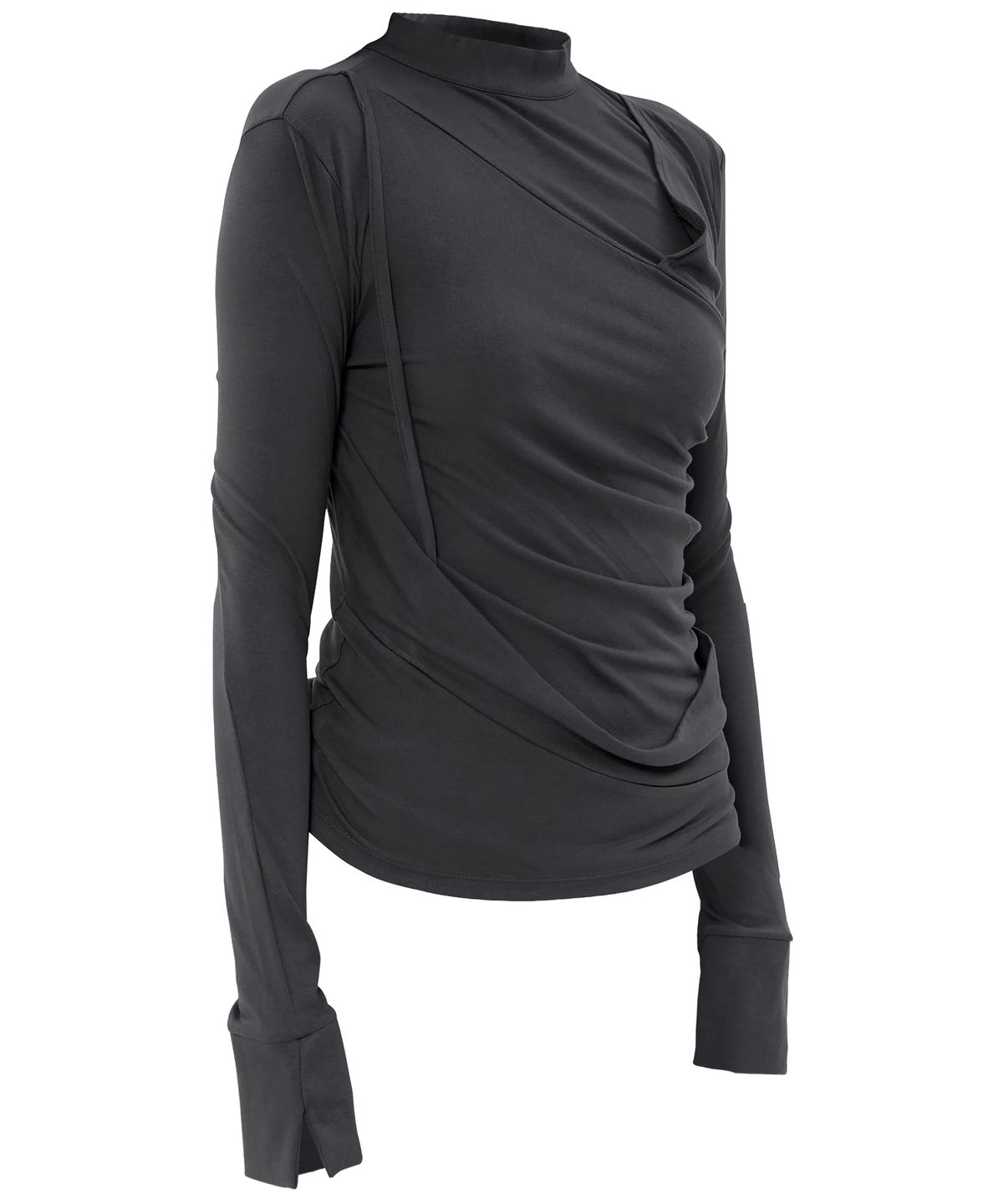 플레어업(FLAREUP) Draped Mock Neck Long Sleeve (FL-182_Black)