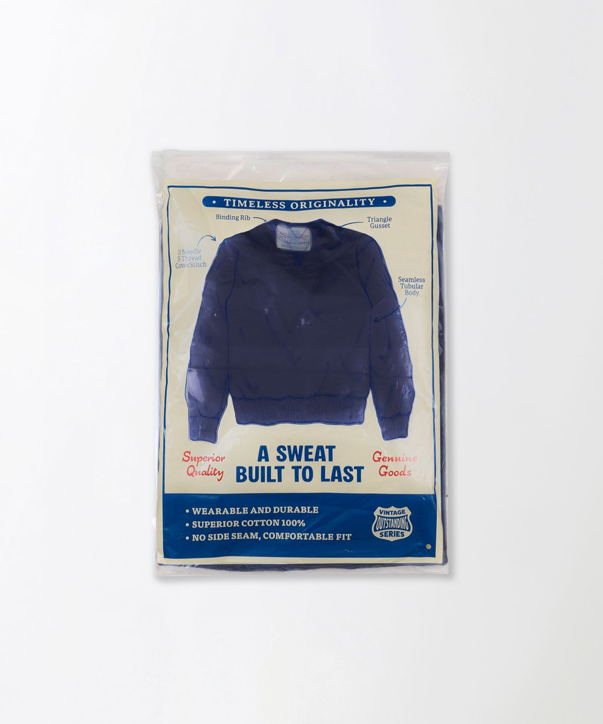 아웃스탠딩(OUTSTANDING) JAPANESE URAKE JERSEY TUBULAR SWEAT_VINTAGE NAVY