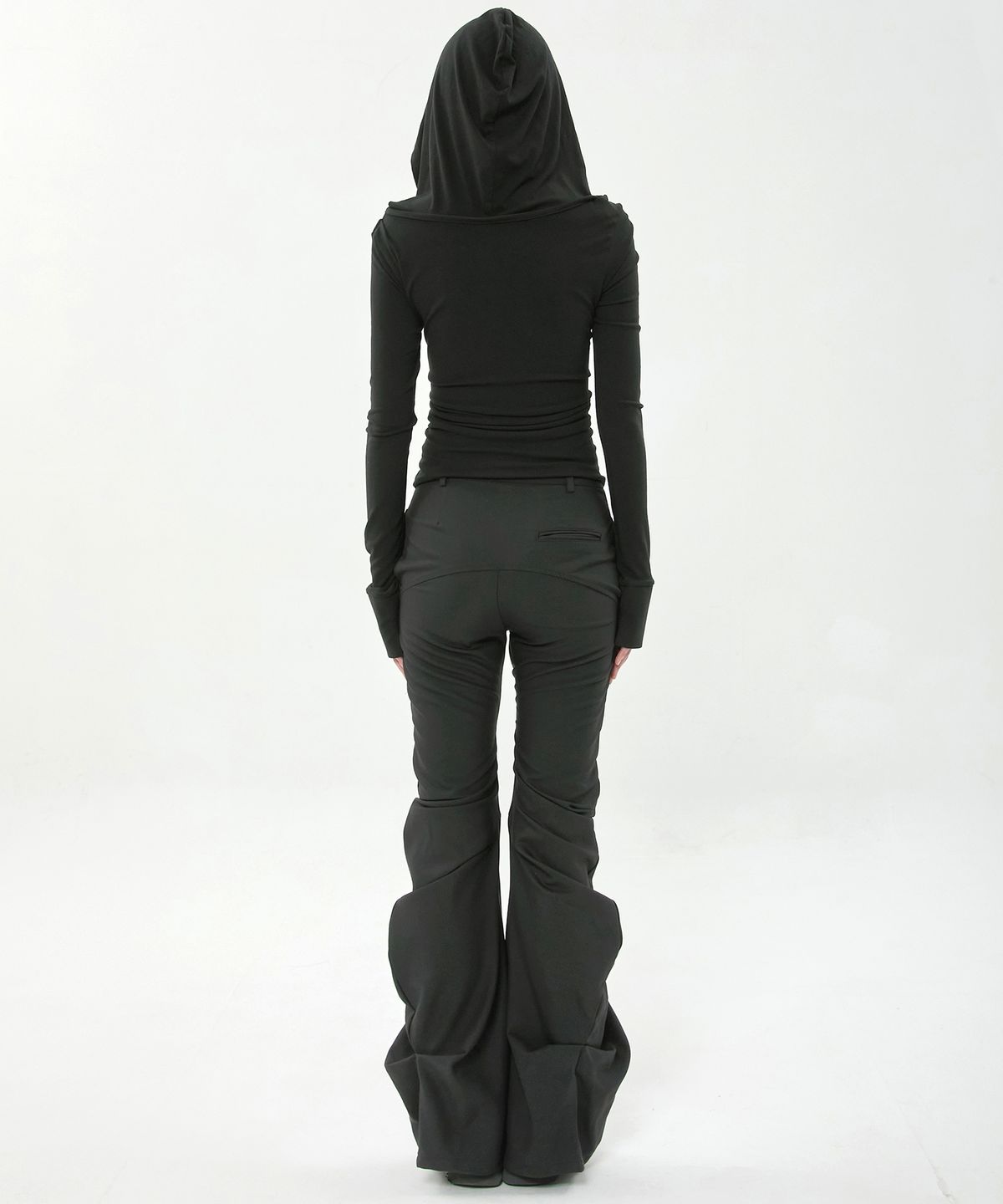 플레어업(FLAREUP) Asymmetrical Snap Long Sleeve Hoodie (FL-183_Black)