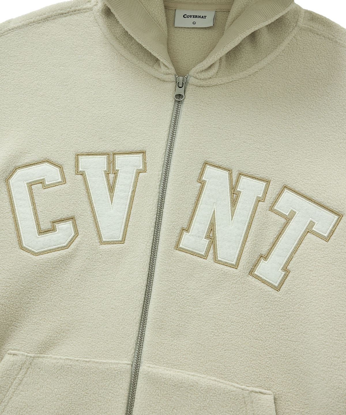 커버낫(COVERNAT) 웜온 CVNT 플리스 후드집업 오트밀