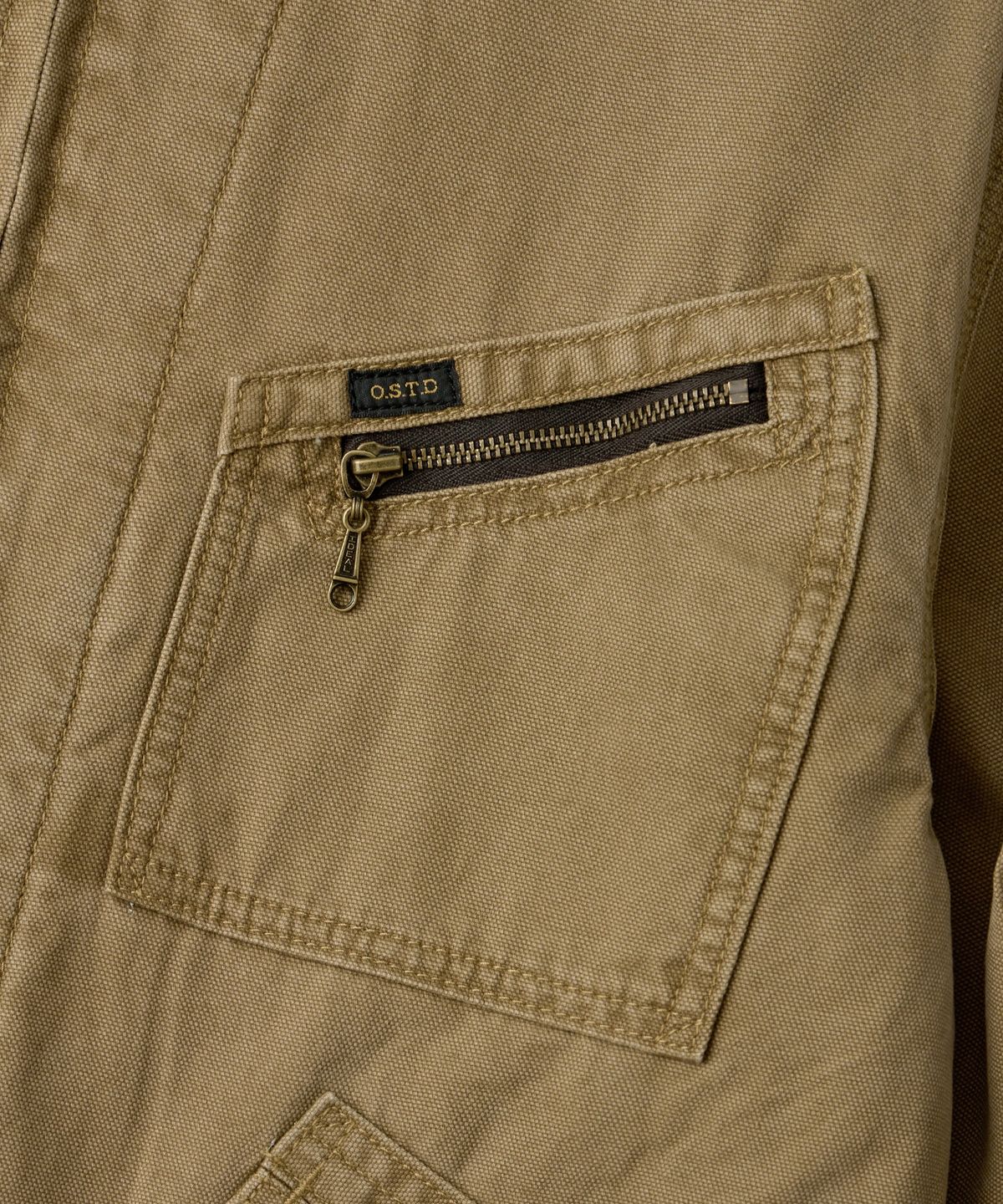 아웃스탠딩(OUTSTANDING) 50S BLANKET-LINED ZIP WORK JACKET_KHAKI