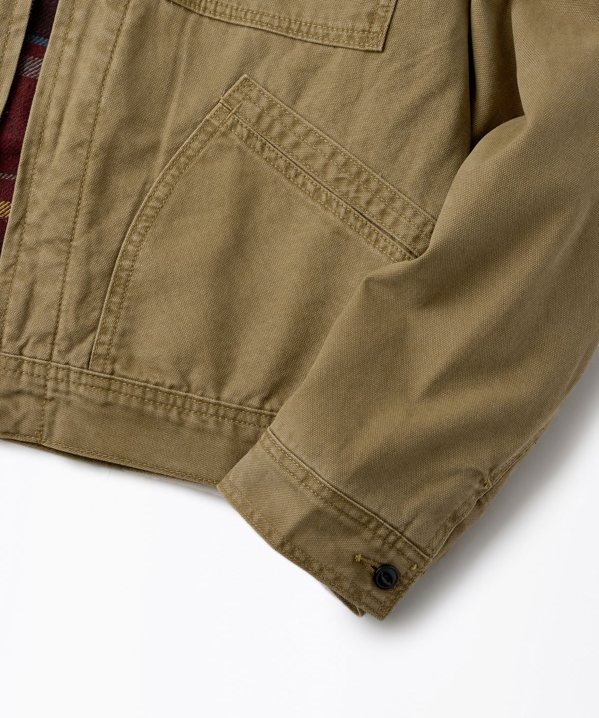 아웃스탠딩(OUTSTANDING) 50S BLANKET-LINED ZIP WORK JACKET_KHAKI