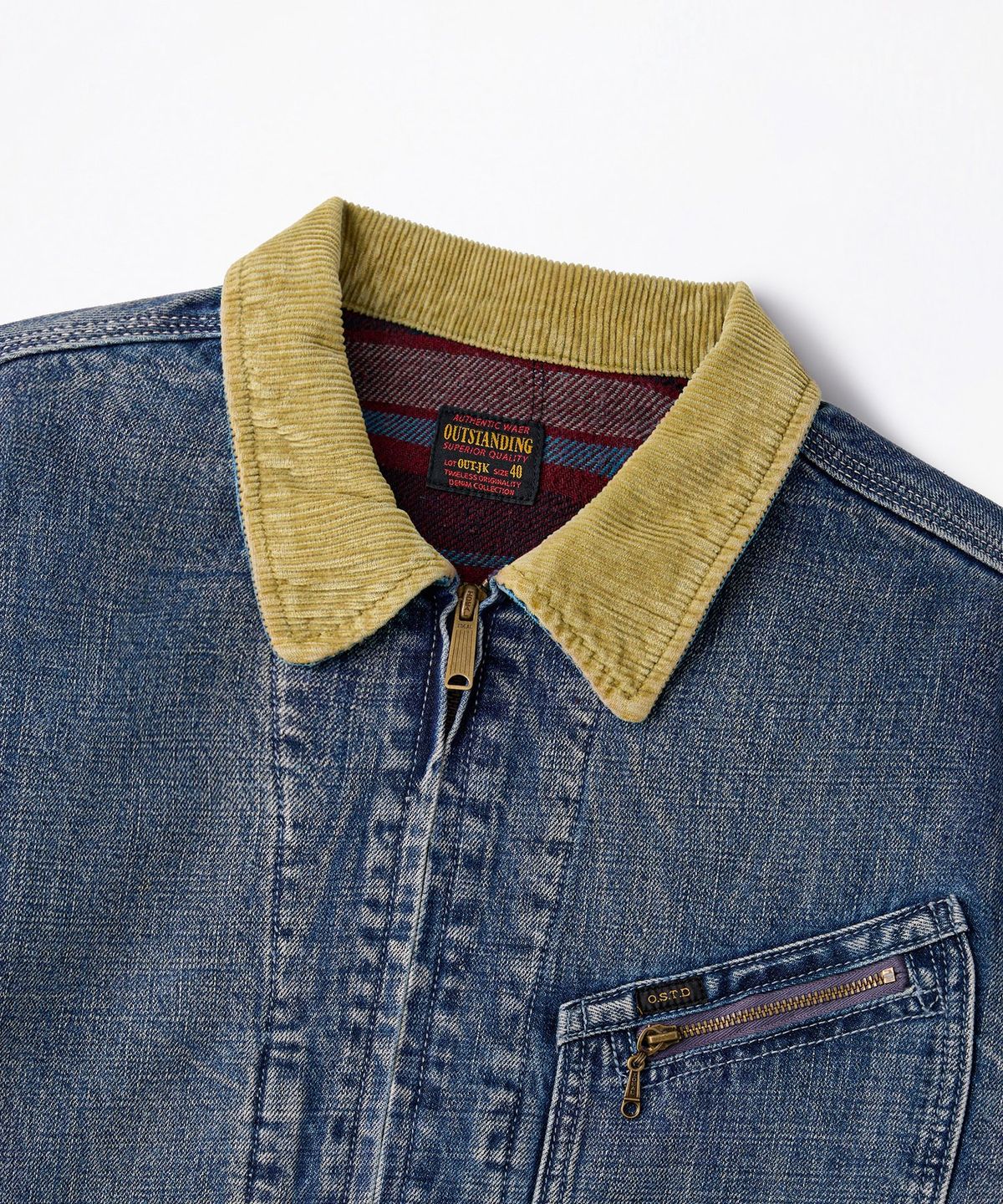 아웃스탠딩(OUTSTANDING) 50S BLANKET-LINED ZIP WORK JACKET_L.BLUE
