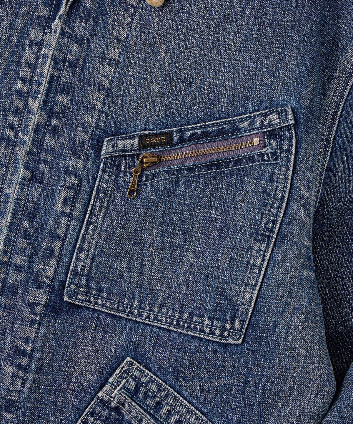 아웃스탠딩(OUTSTANDING) 50S BLANKET-LINED ZIP WORK JACKET_L.BLUE