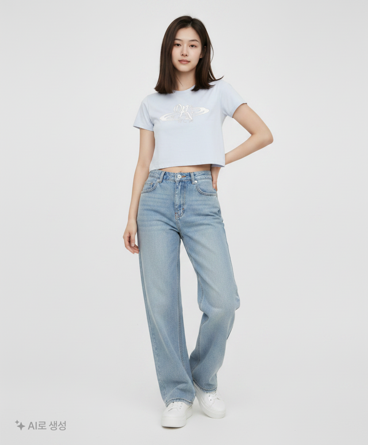 오프닝프로젝트(OPENING PROJECT) W Cropped OPN Half T Shirt - Sky Blue M