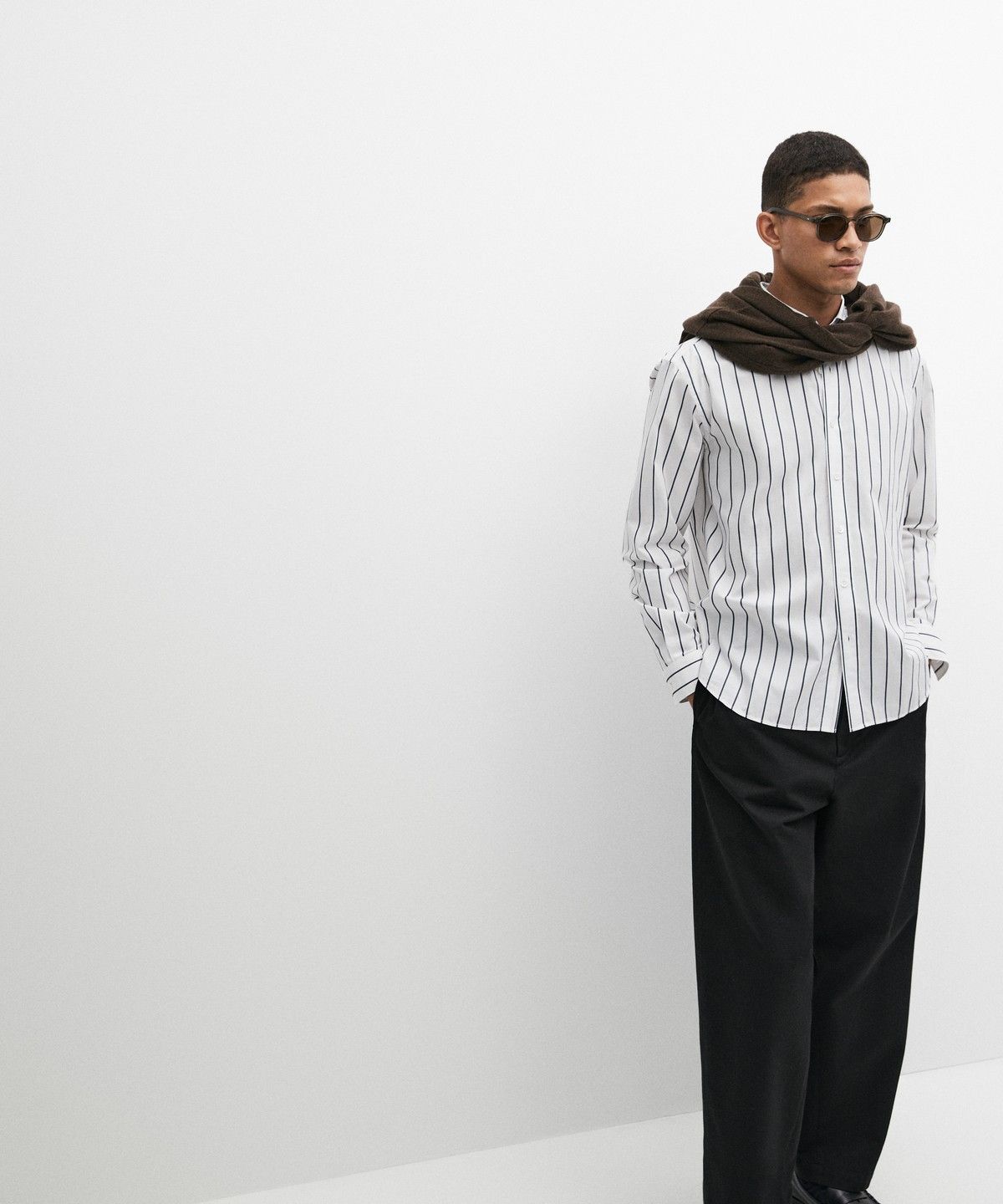 마시모두띠(MASSIMO DUTTI) 100% 코튼 레귤러 핏 스트라이프 셔츠