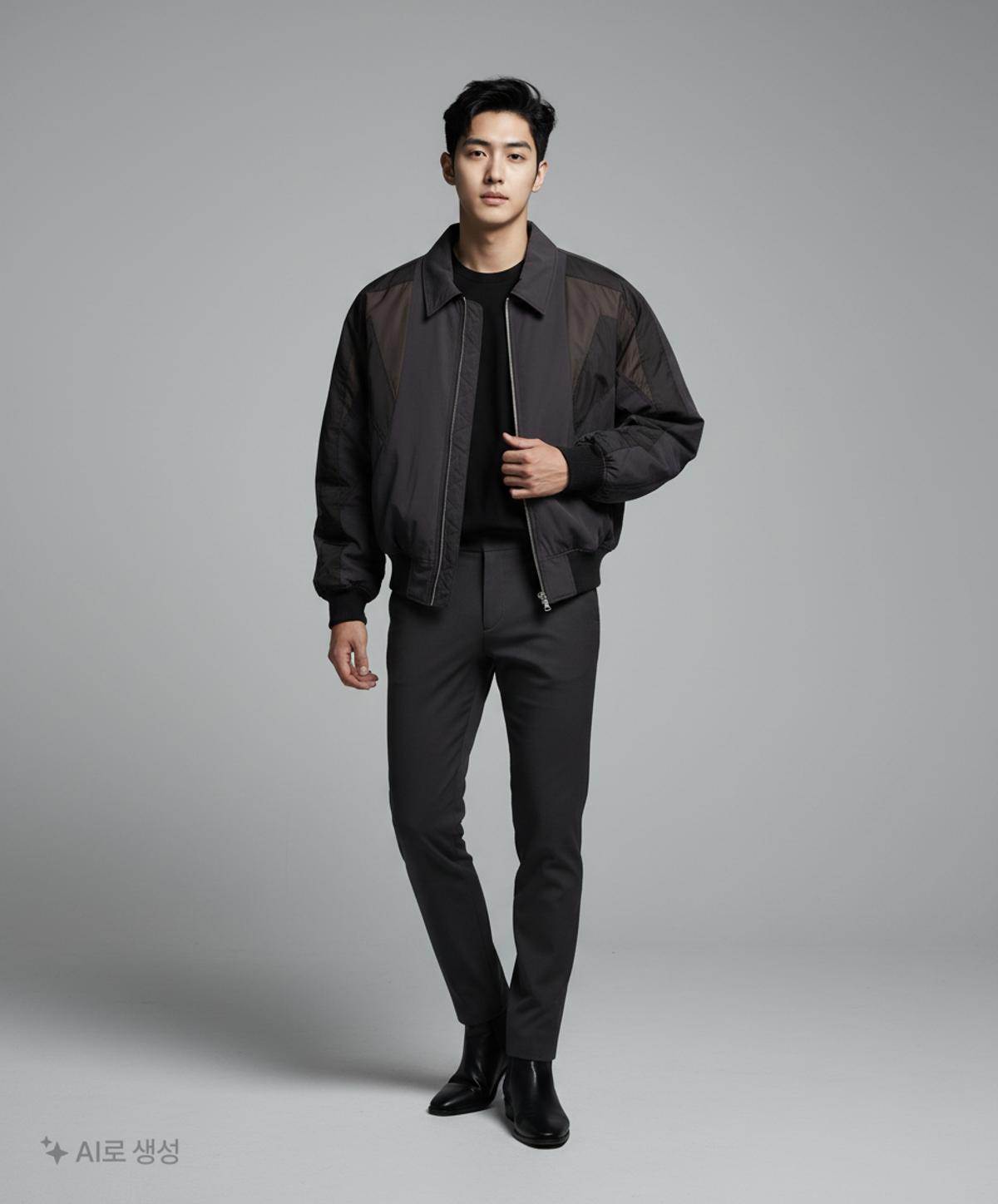 인사일런스(INSILENCE) 콘트라스트 크롭 MA-1 BLACK L