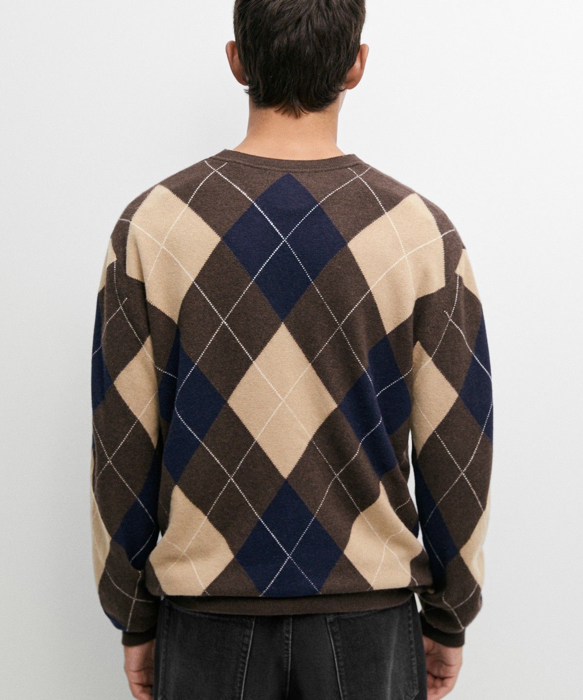 마시모두띠(MASSIMO DUTTI) 울 블렌드 아가일 니트 스웨터