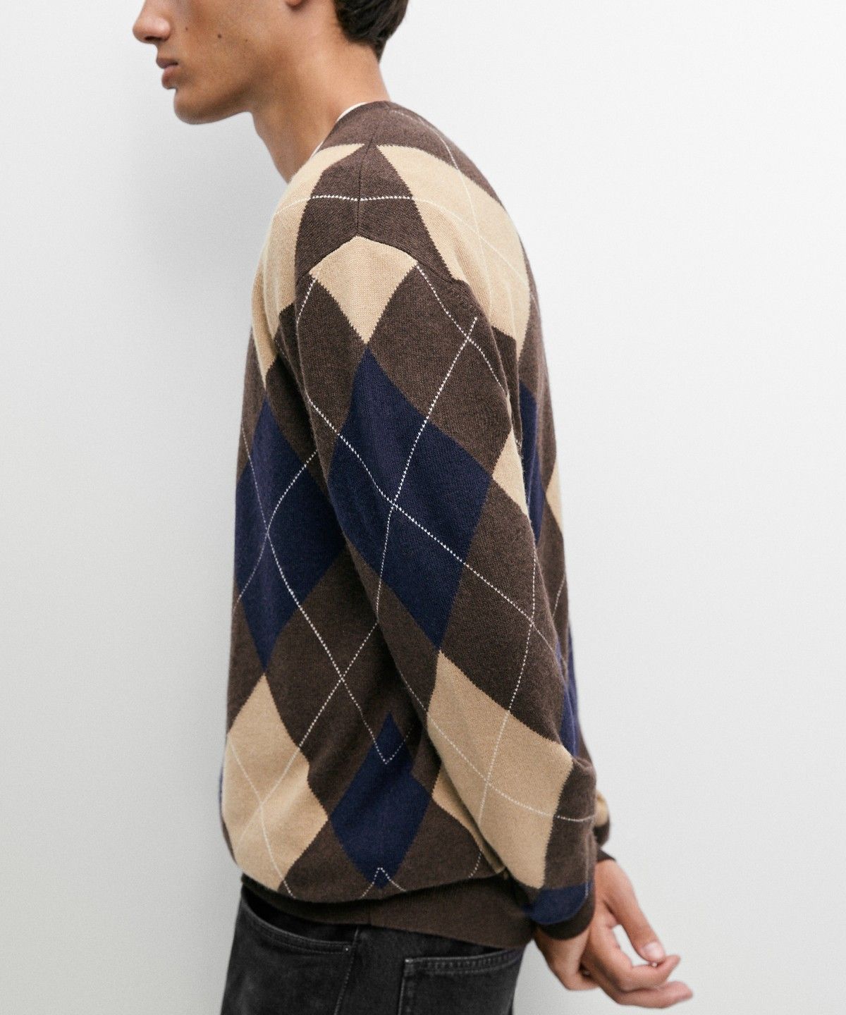 마시모두띠(MASSIMO DUTTI) 울 블렌드 아가일 니트 스웨터