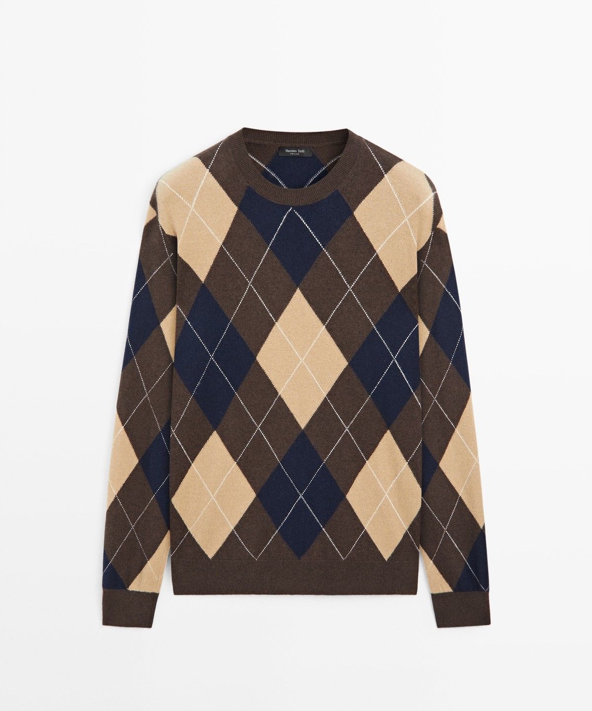 마시모두띠(MASSIMO DUTTI) 울 블렌드 아가일 니트 스웨터