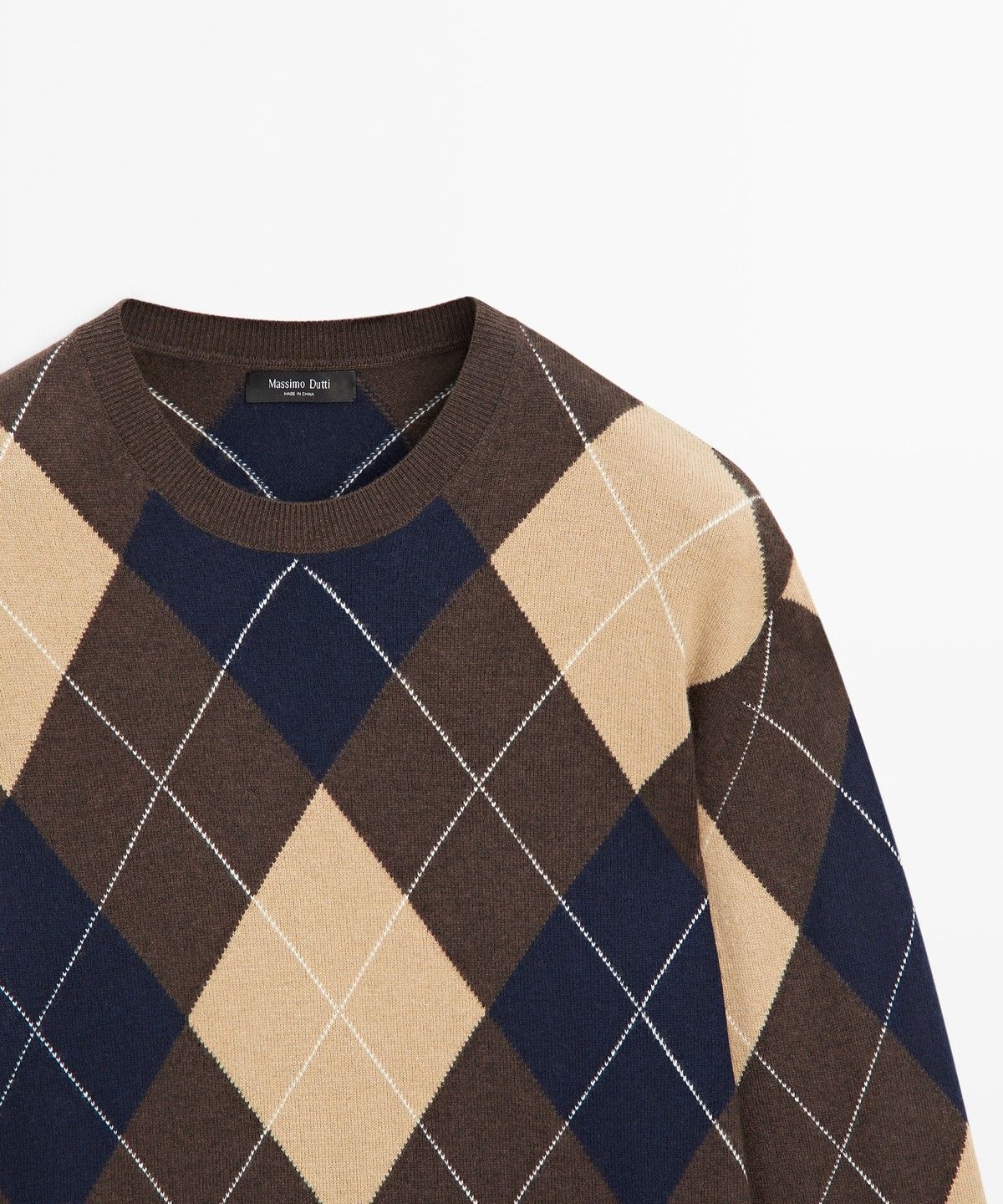 마시모두띠(MASSIMO DUTTI) 울 블렌드 아가일 니트 스웨터