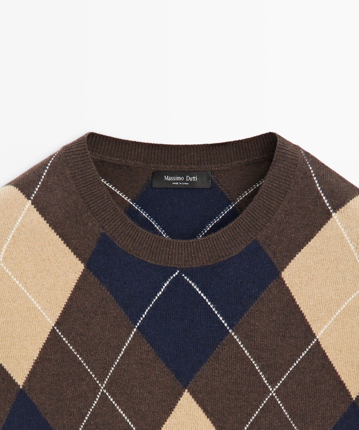 마시모두띠(MASSIMO DUTTI) 울 블렌드 아가일 니트 스웨터