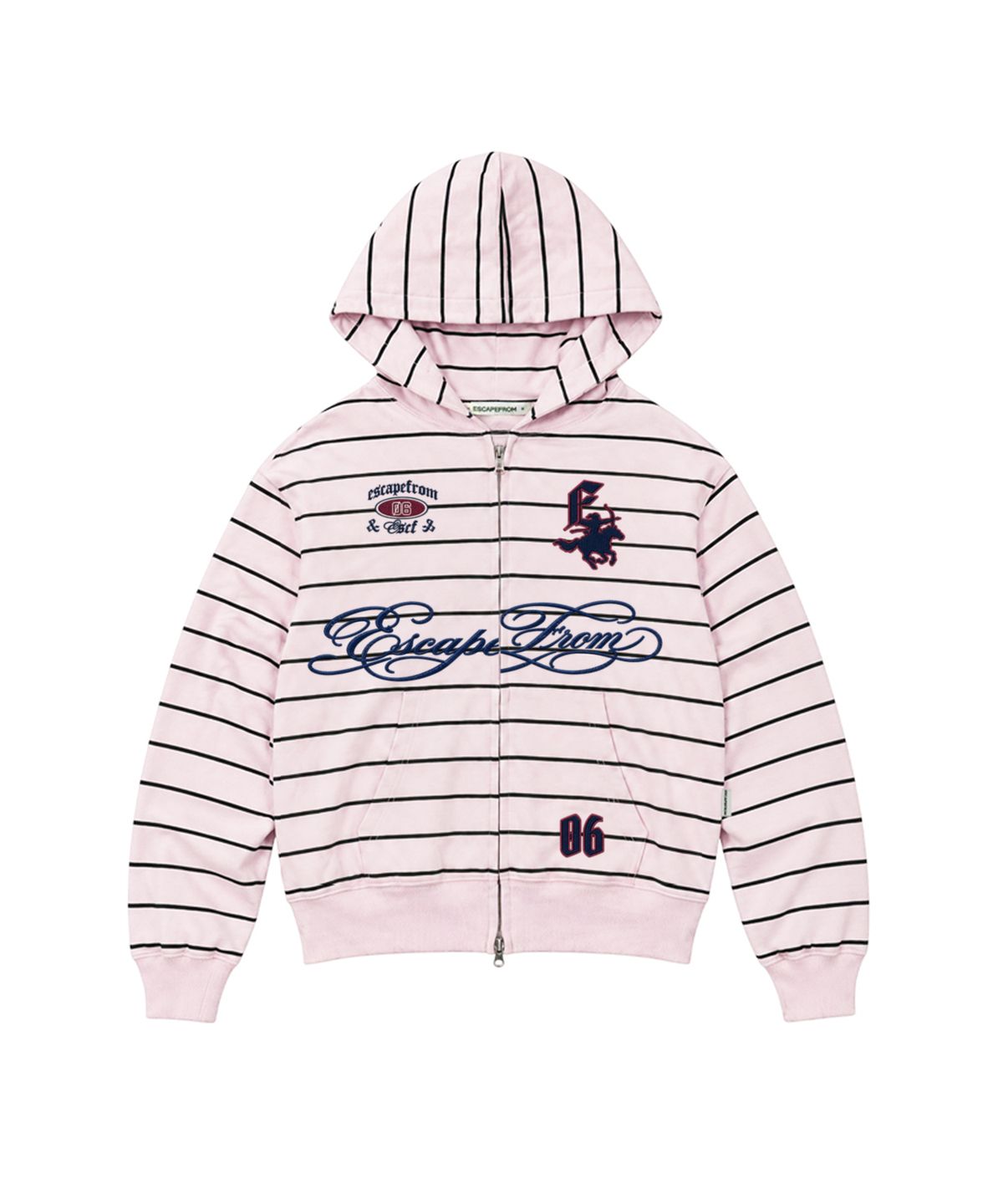 이스케이프프롬(ESCAPEFROM) ESCF 레터링 배색 스트라이프 투웨이 후드집업 그린