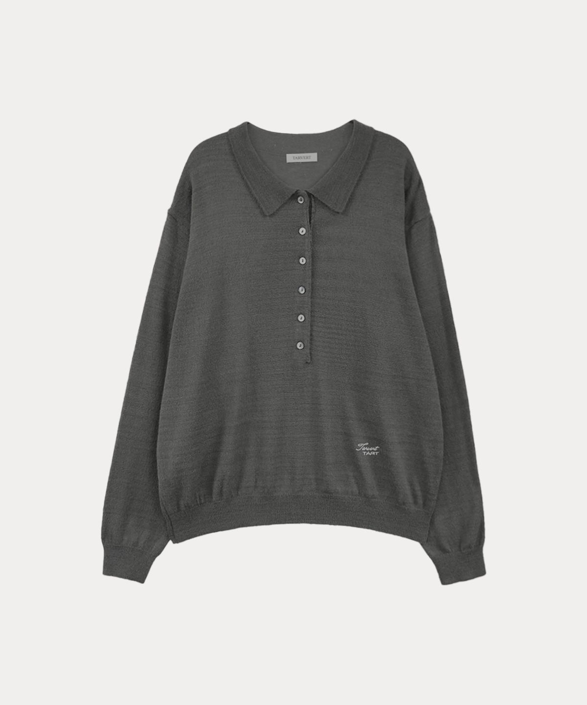 타버트(TARVERT) Ella Mohair Button Collar Knit - Charcoal