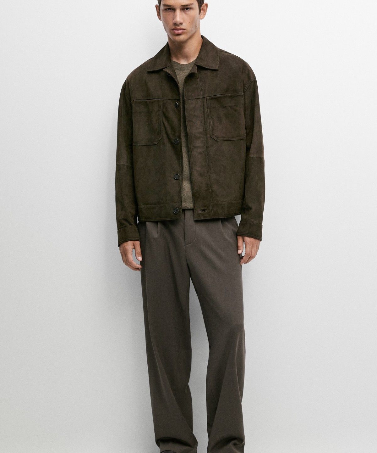 마시모두띠(MASSIMO DUTTI) 릴랙스 핏 스웨이드 레더 자켓