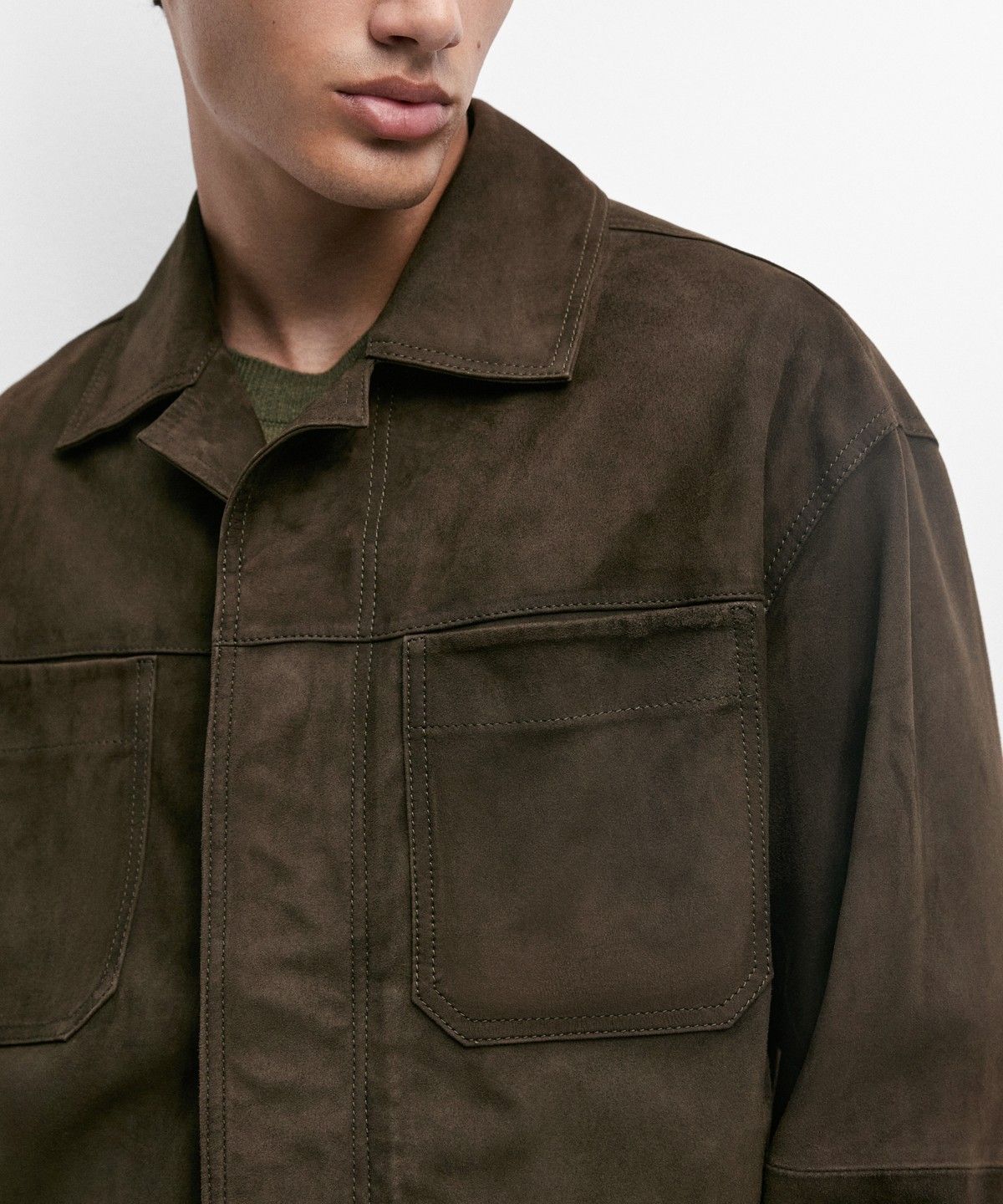 마시모두띠(MASSIMO DUTTI) 릴랙스 핏 스웨이드 레더 자켓