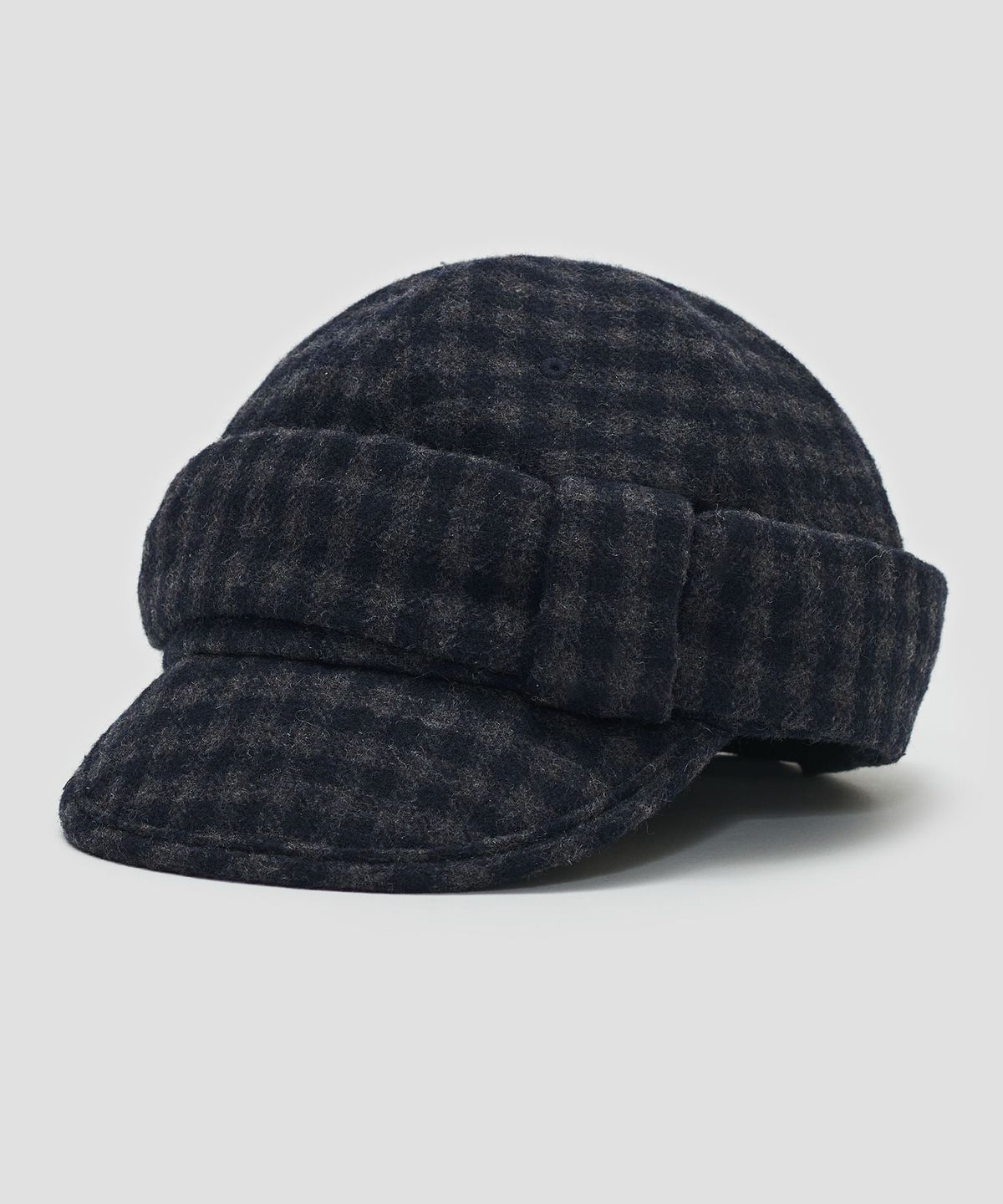 타입서비스(TYPESERVICE) Wool Checked Belted Cap [Navy]