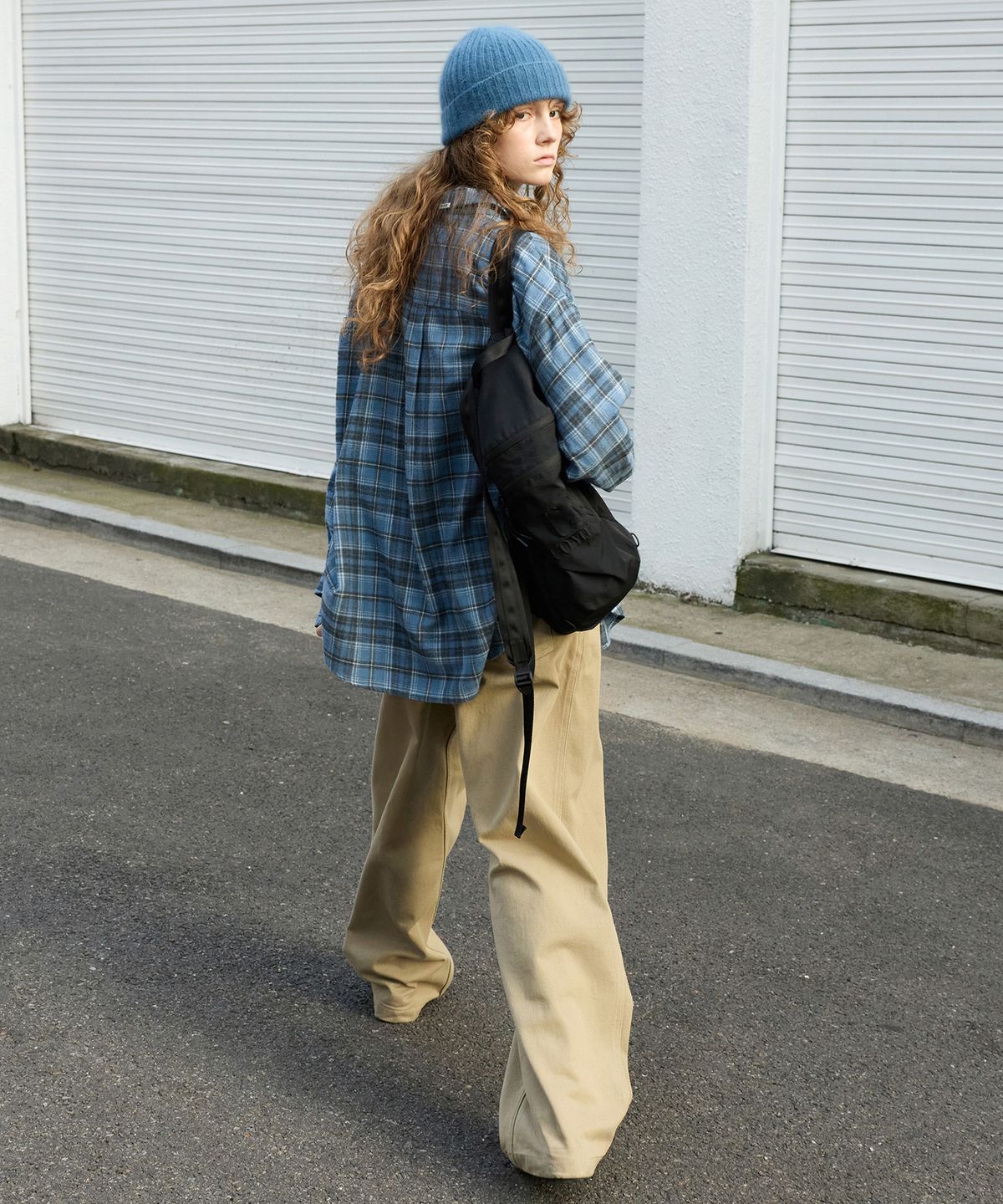 르바(LEVAR) Relaxed Check Over-shirt - Powder Blue