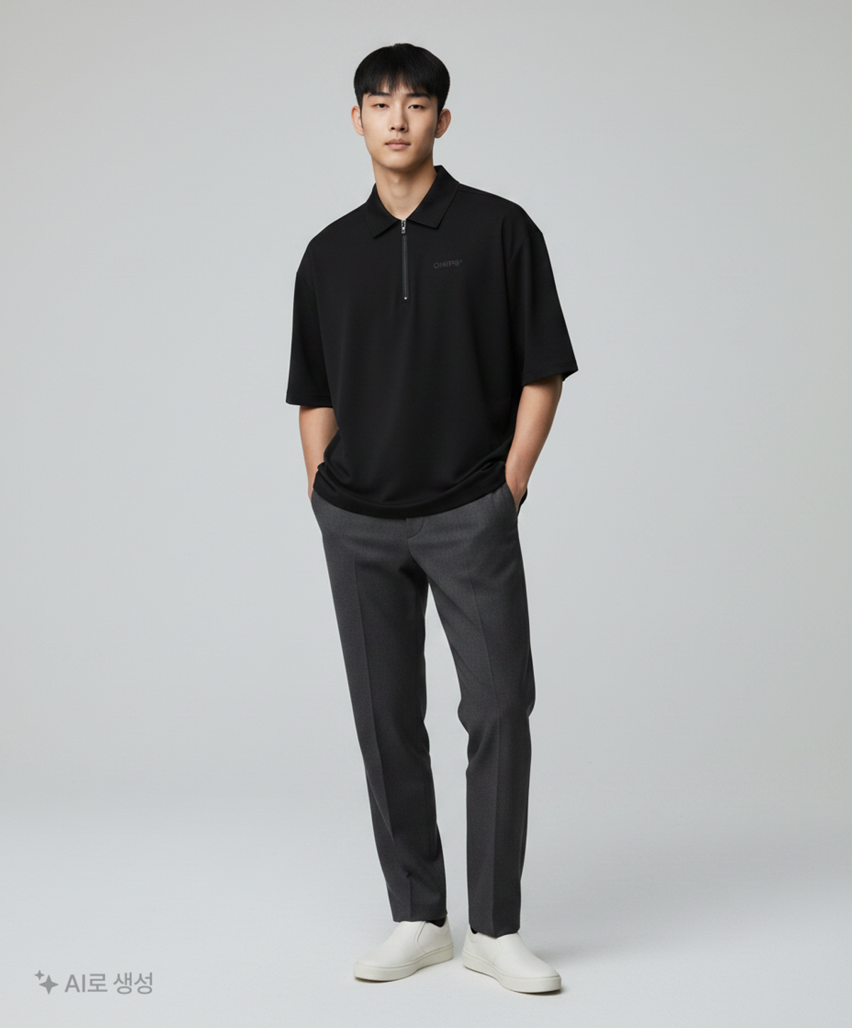 본챔스(BORN CHAMPS) 포인트 코튼 셔츠 B21ST21BK M