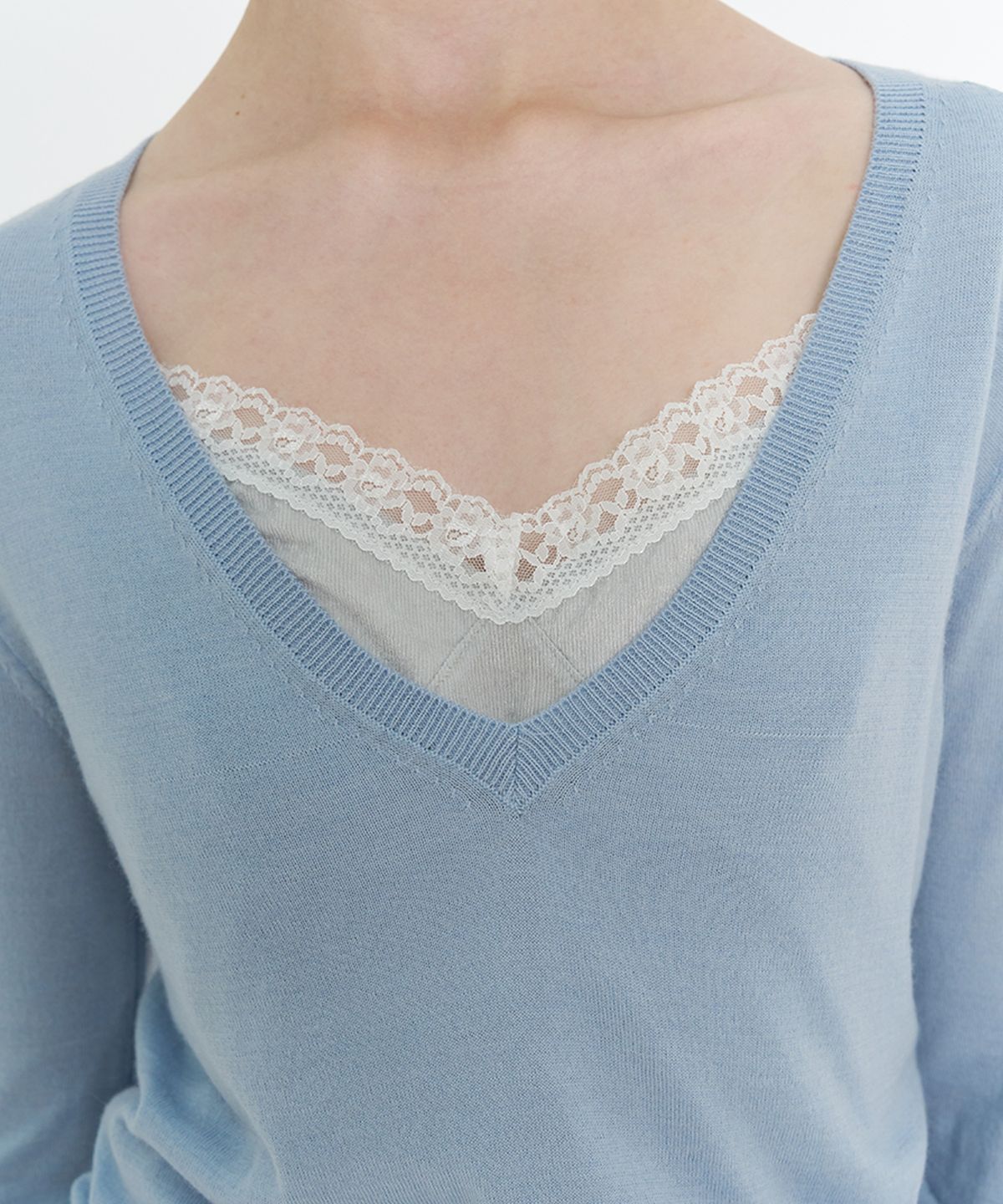 타버트(TARVERT) Untive V Neck Knit - Sky Blue
