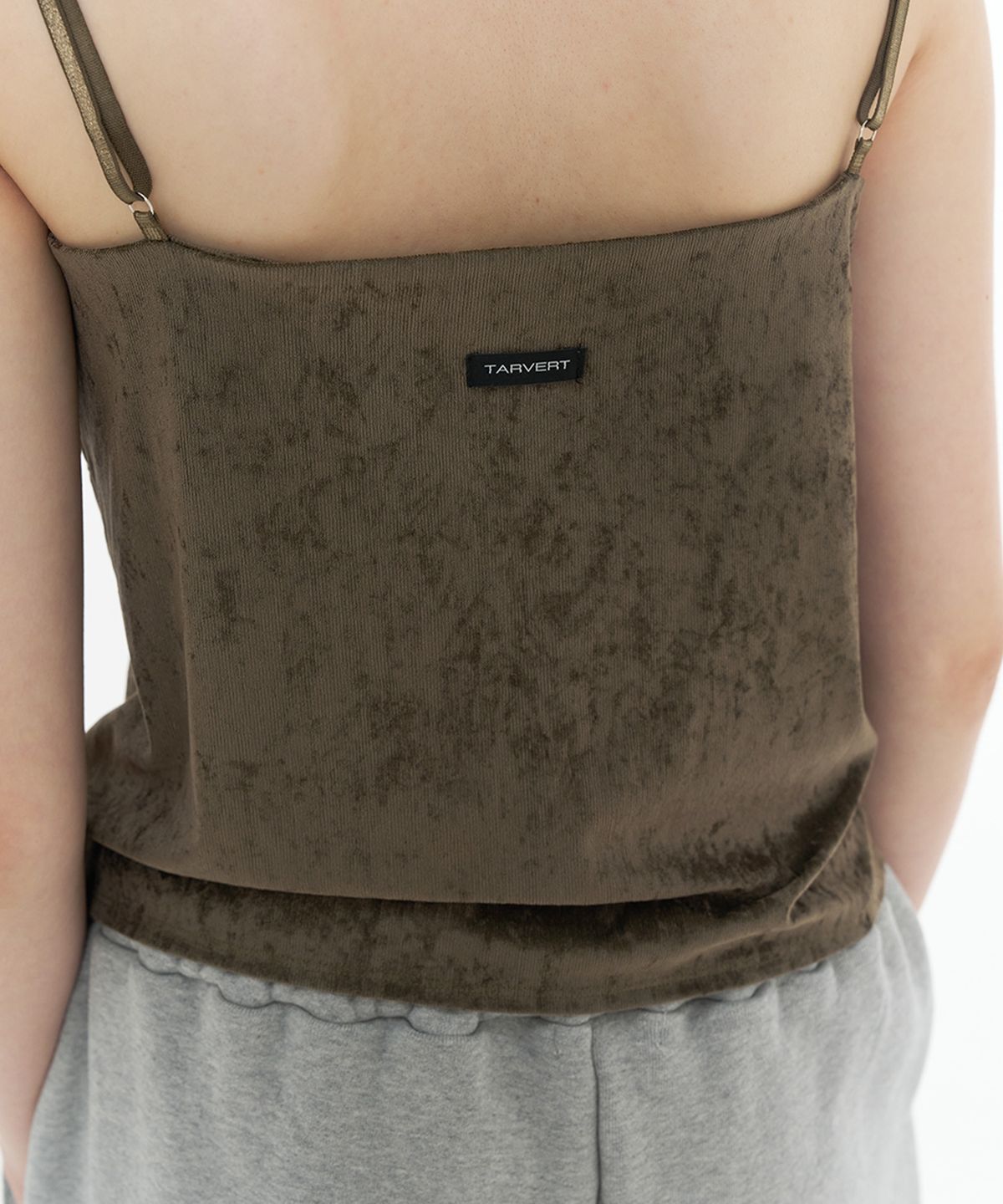 타버트(TARVERT) Anua Lace Velvet Sleeveless Top - Khaki