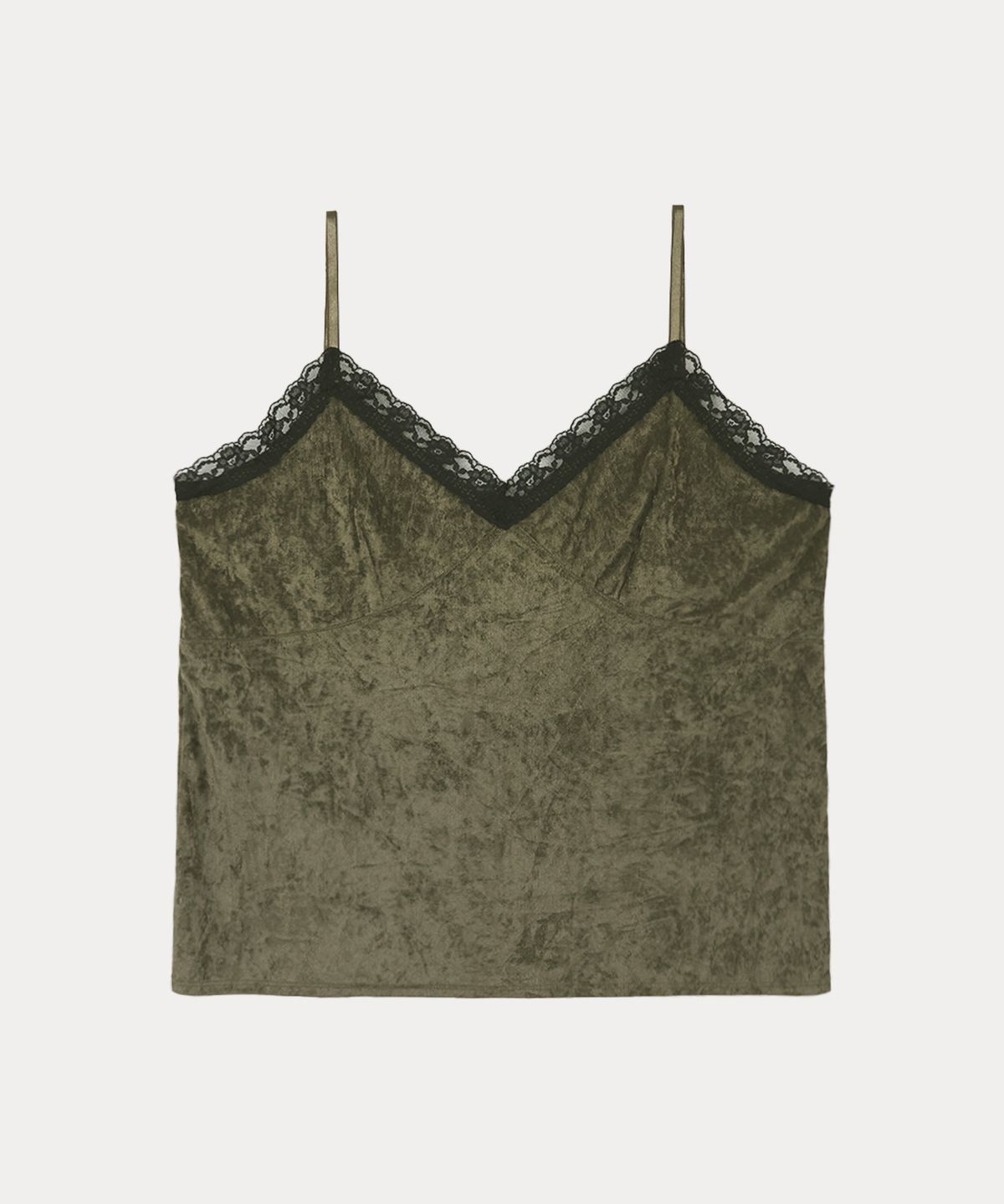 타버트(TARVERT) Anua Lace Velvet Sleeveless Top - Khaki