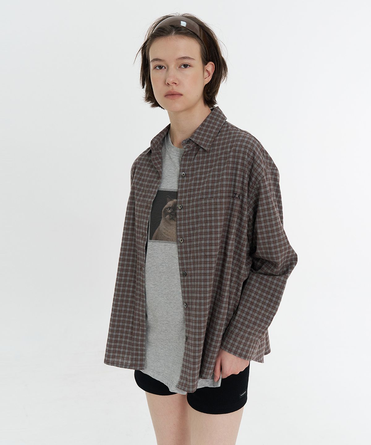 타버트(TARVERT) Tove Check Shirt - Burgundy