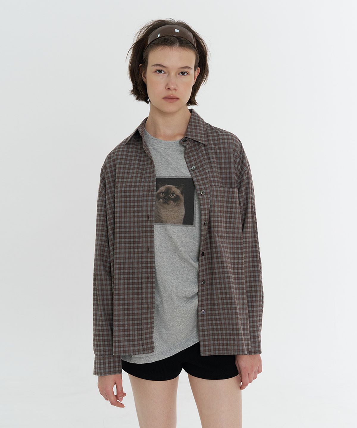타버트(TARVERT) Tove Check Shirt - Burgundy