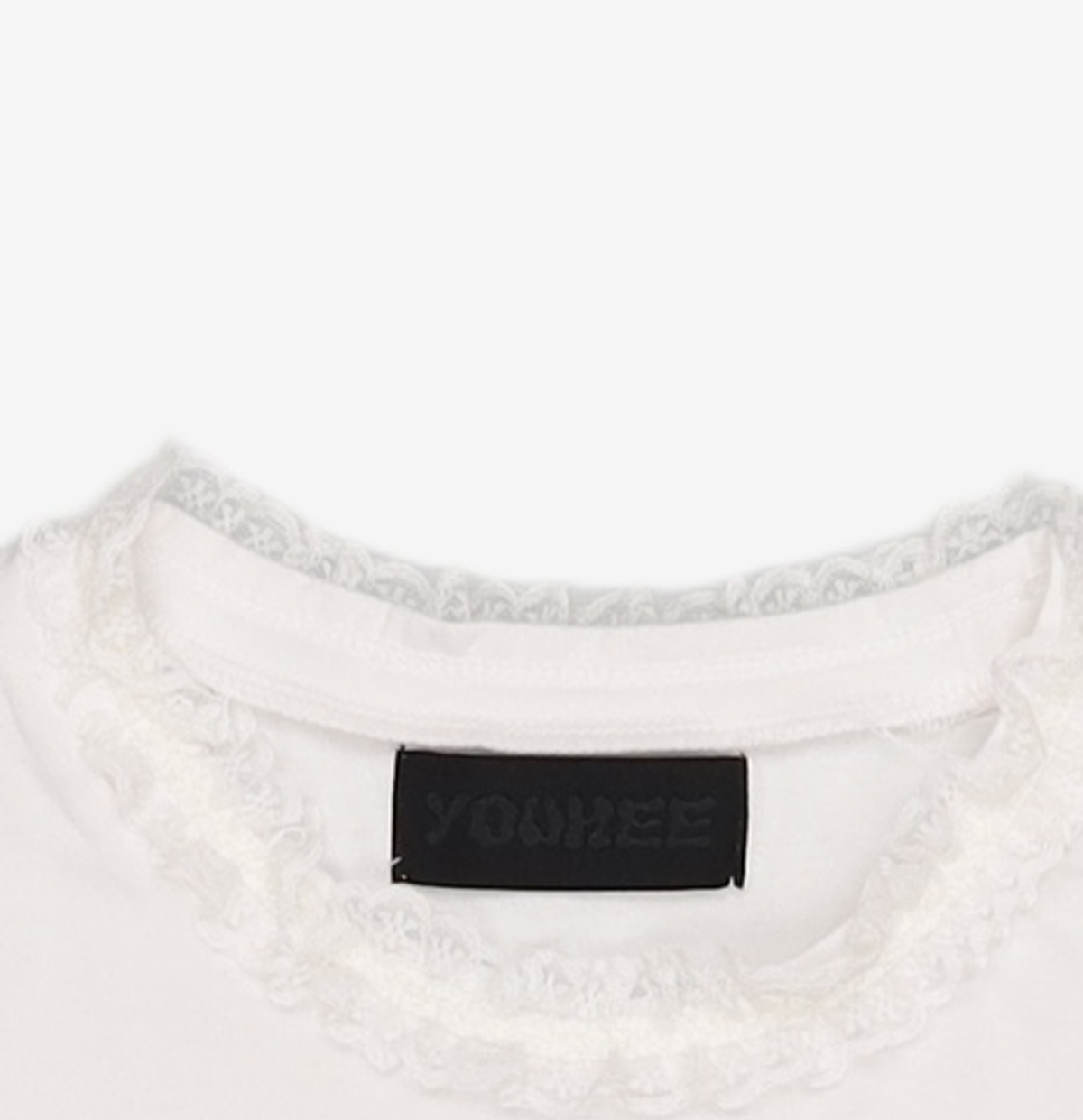 유희(YOUHEE) LACE LETTERING BABY T-SHIRTS WHITE FREE