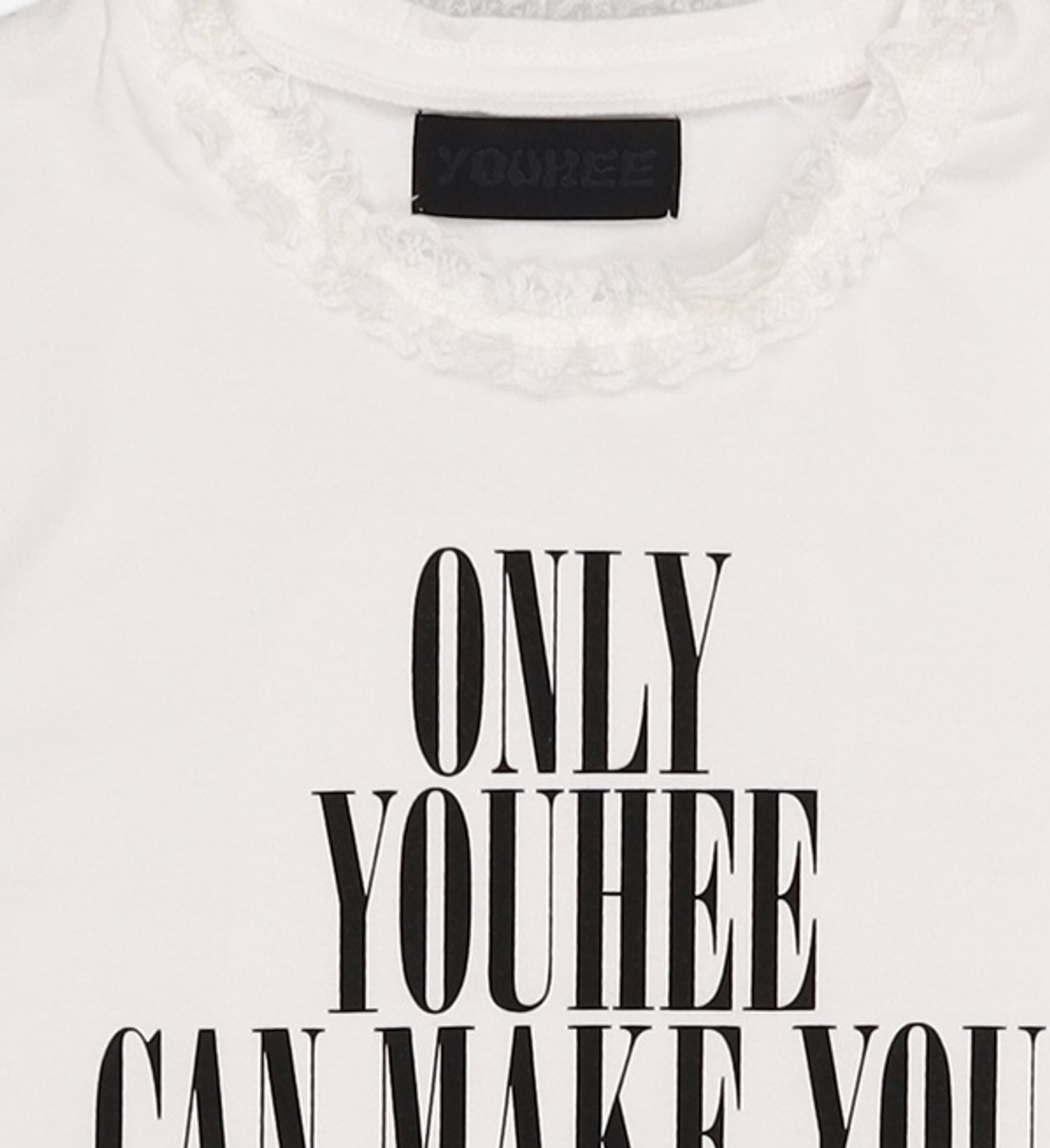 유희(YOUHEE) LACE LETTERING BABY T-SHIRTS WHITE FREE