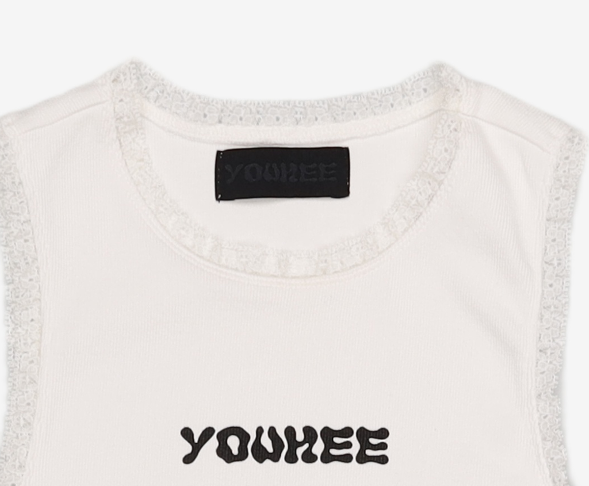 유희(YOUHEE) LOGO LACE SLEEVELESS WHITE FREE