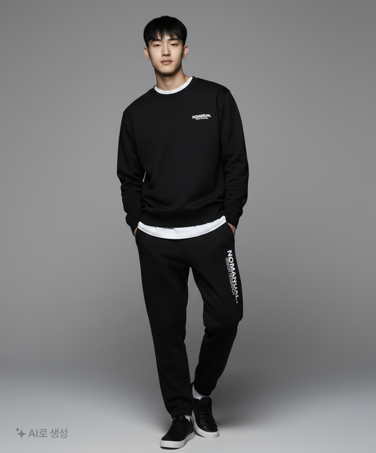 노매뉴얼(NOMANUAL) D.R LOGO SWEATPANTS - BLACK L