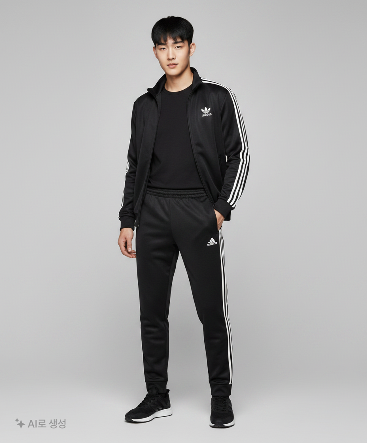 아디다스(ADIDAS) 3S 트랙수트 세트 - 블랙 / GK9651 XXL