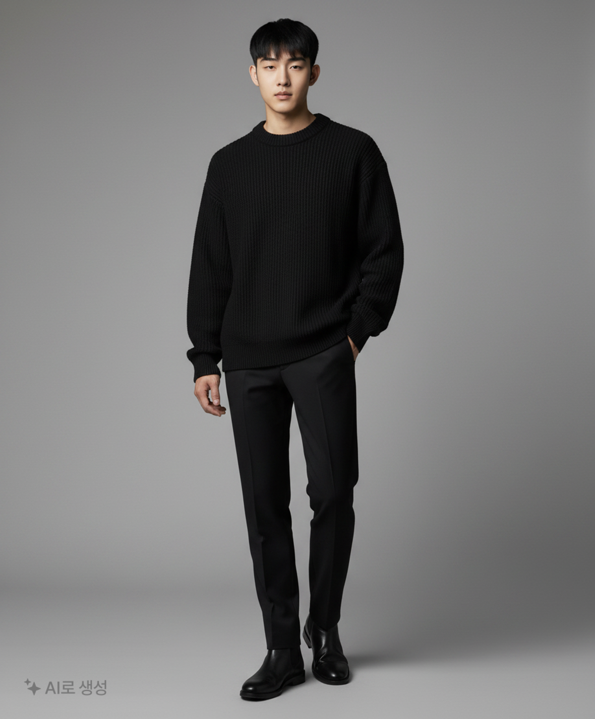 테이크이지(TAKEASY) 램스울 크루넥 오버 니트 (딥그린) L