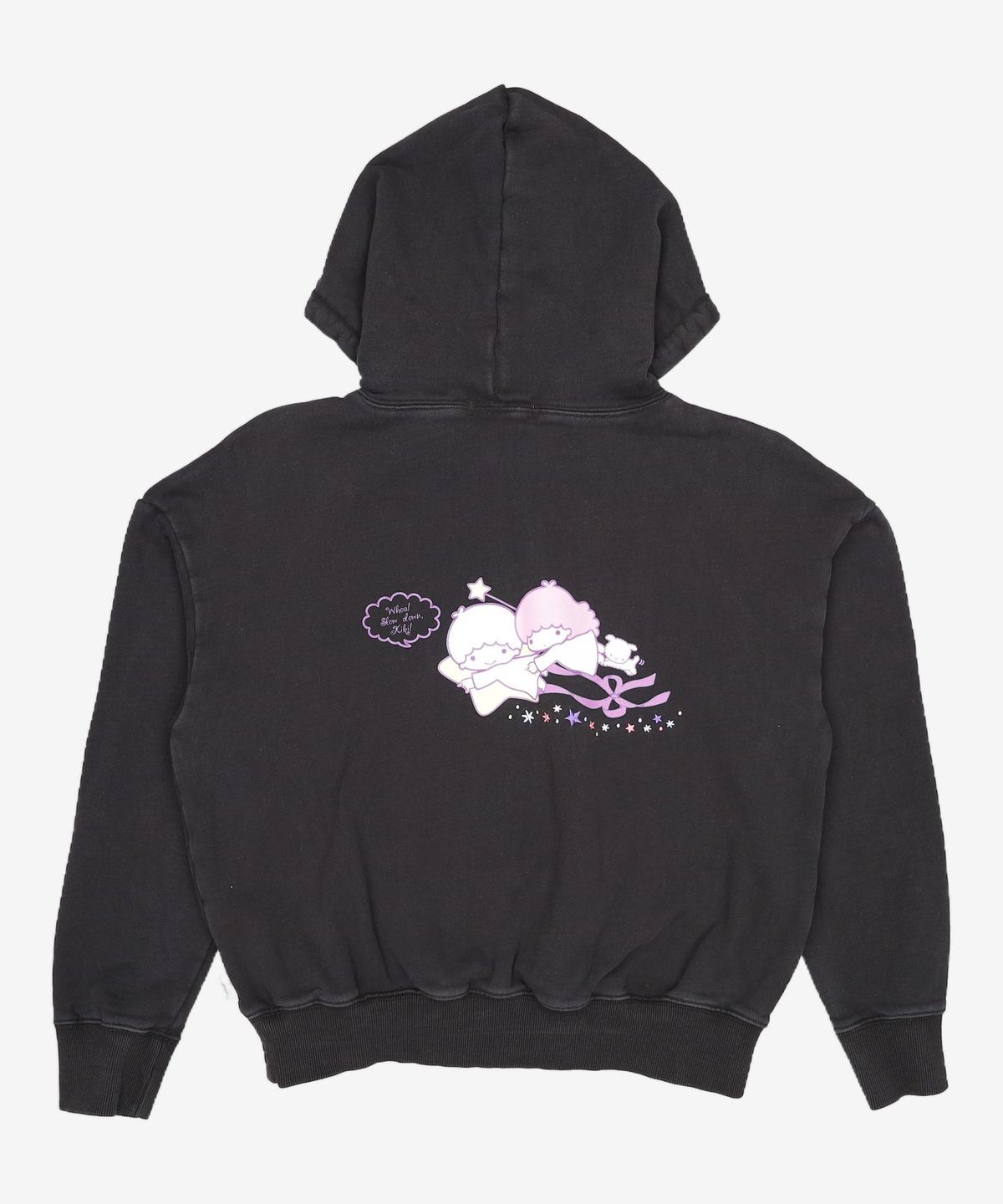 유희(YOUHEE) YOUHEE X LITTLE TWIN STAR LETTERING HOODIE BLACK S