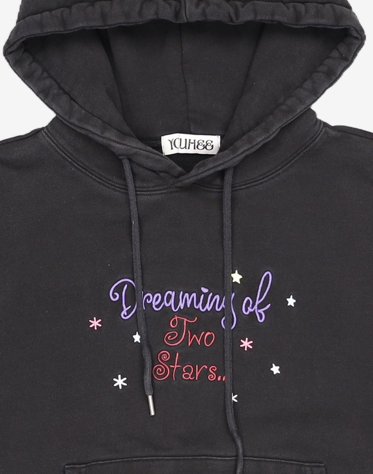 유희(YOUHEE) YOUHEE X LITTLE TWIN STAR LETTERING HOODIE BLACK S