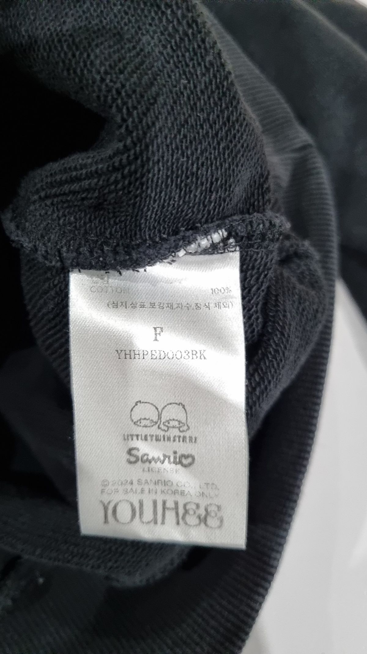 유희(YOUHEE) YOUHEE X LITTLE TWIN STAR LETTERING HOODIE BLACK S