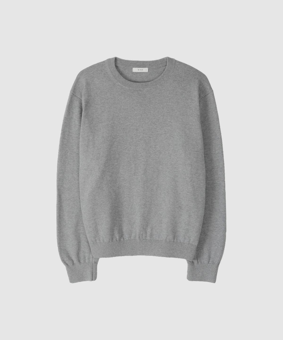 애습(ASP) 에센셜 코튼 크루넥 니트 - 멜란지 그레이