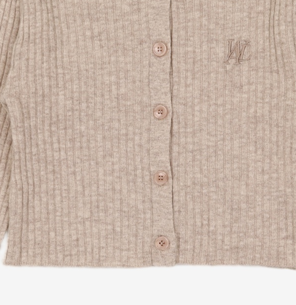 우알롱(WOOALONG) Signature slim basic crop cardigan - OAT MEAL S