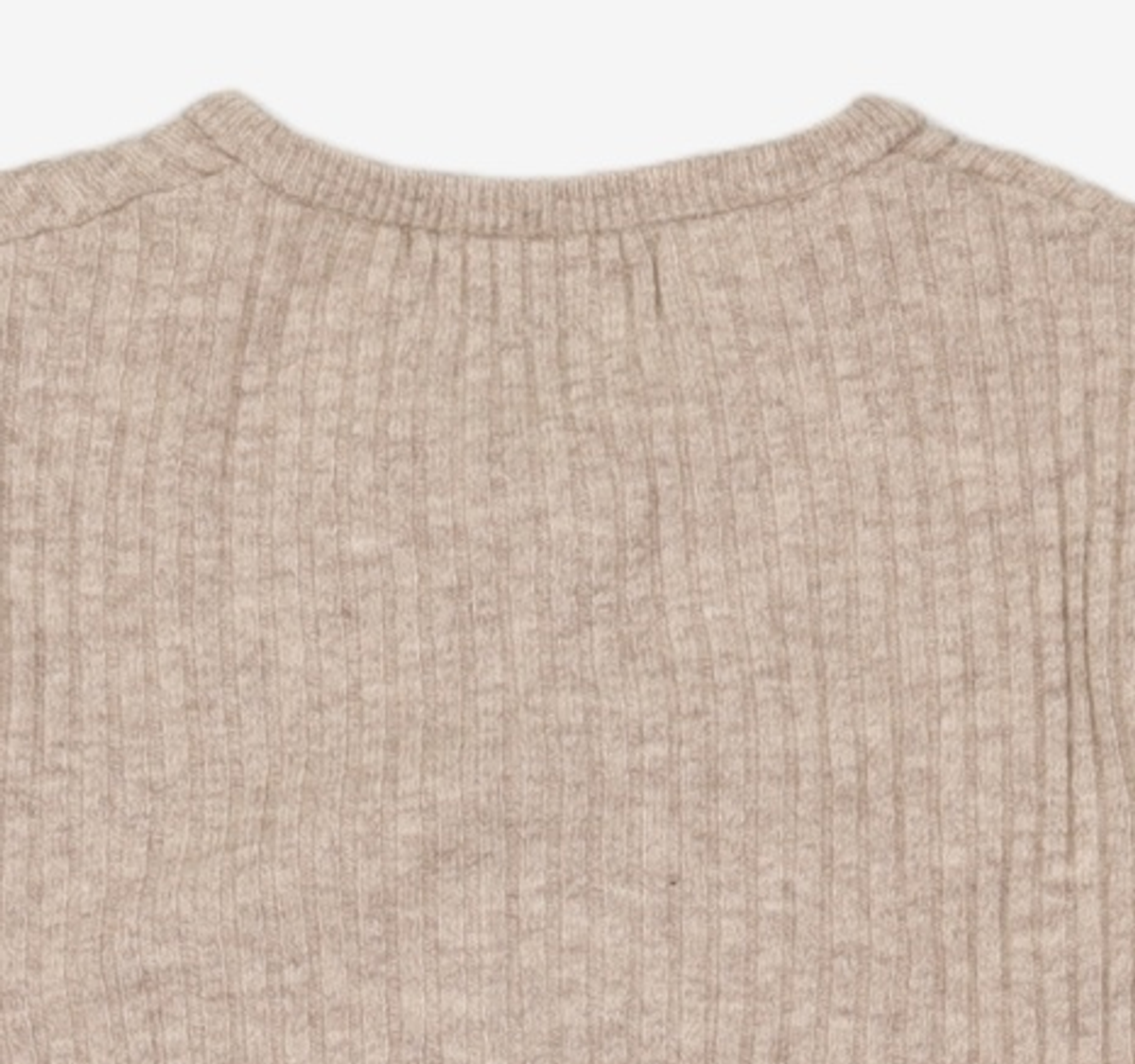 우알롱(WOOALONG) Signature slim basic crop cardigan - OAT MEAL S