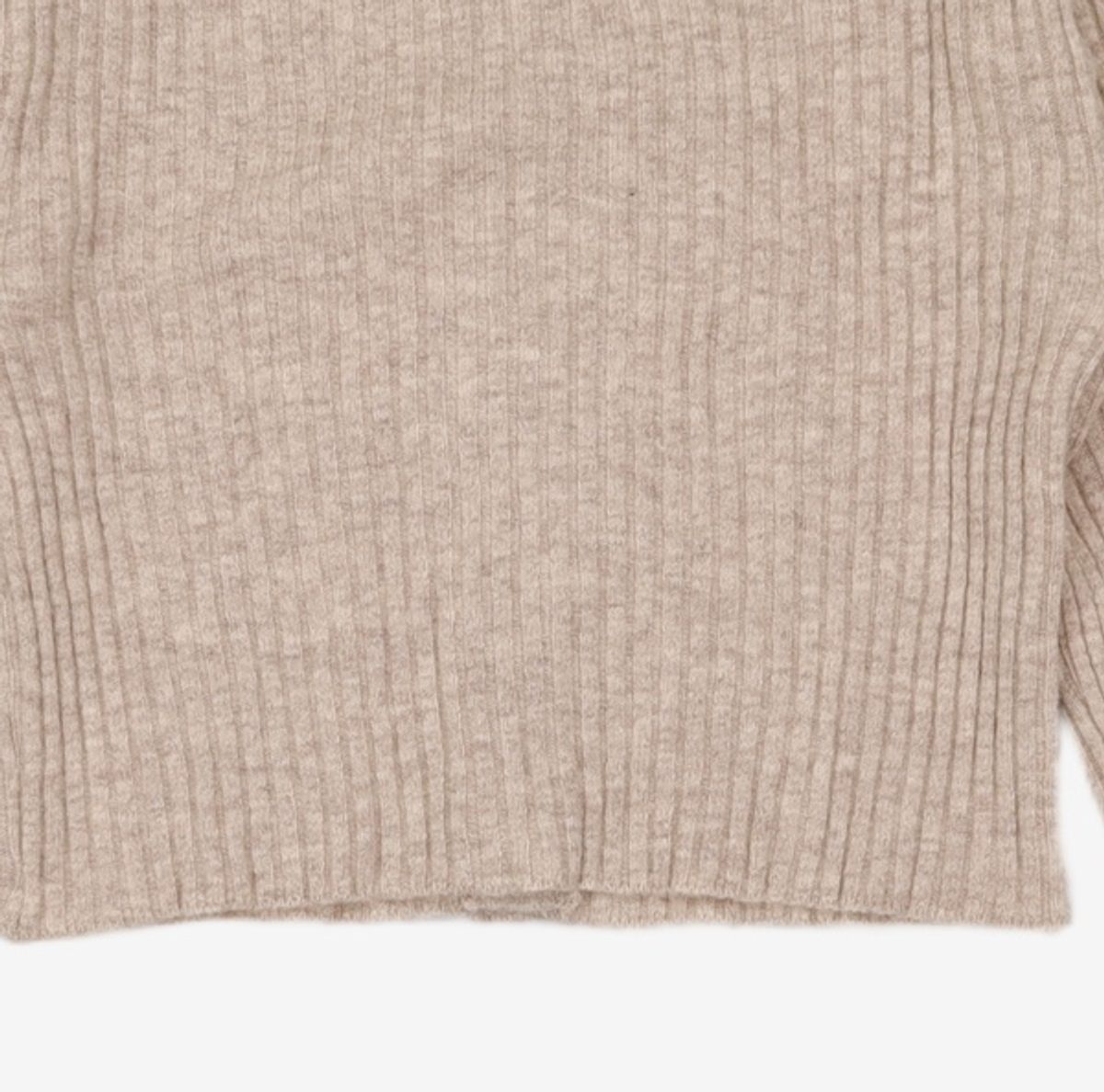 우알롱(WOOALONG) Signature slim basic crop cardigan - OAT MEAL S