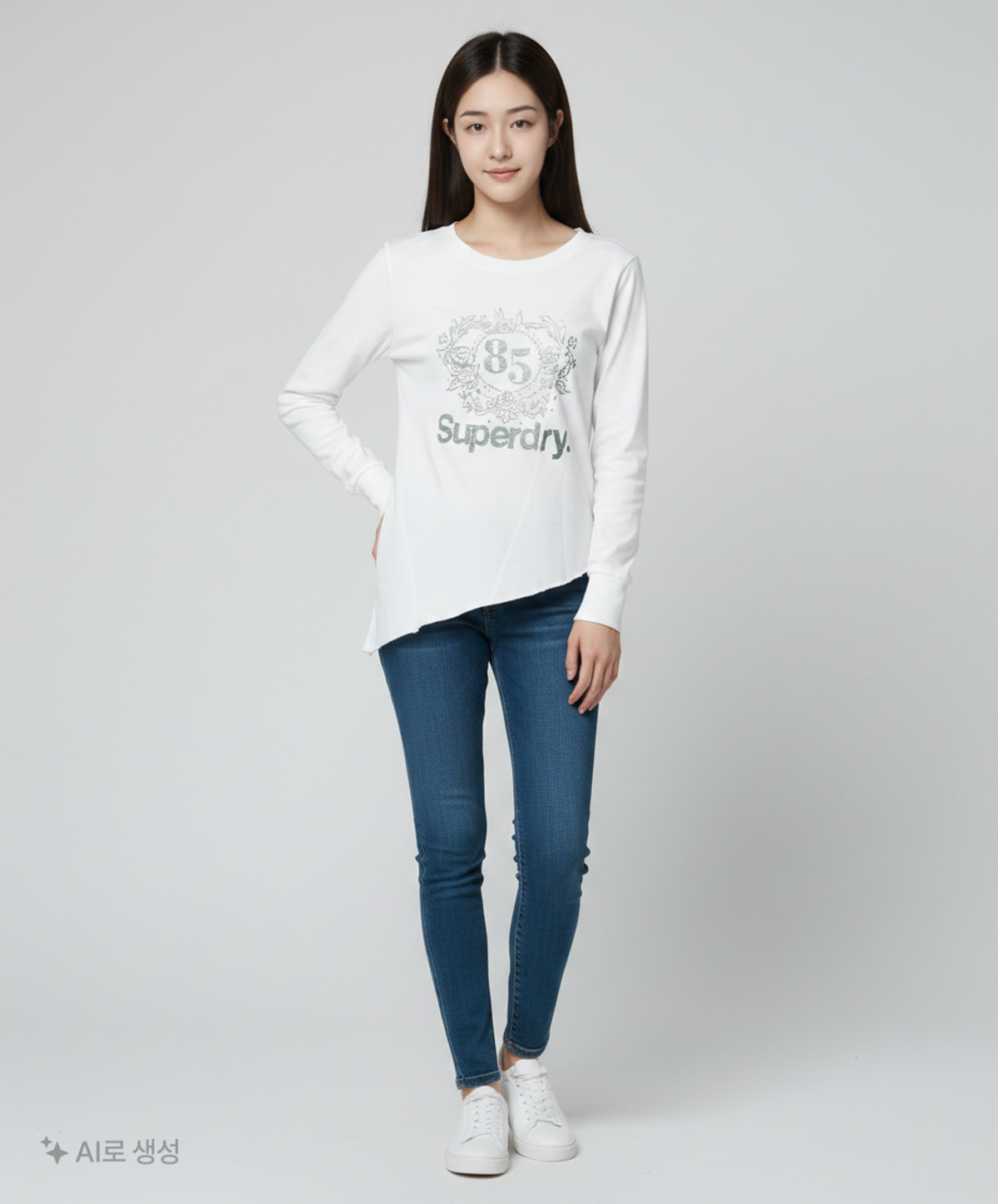 슈퍼드라이(SUPERDRY) W 커팅 롱슬리브 화이트 M