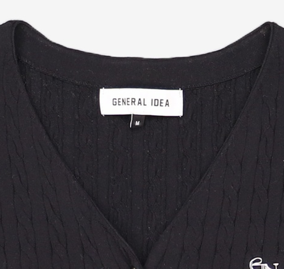 제너럴 아이디어(GENERAL IDEA) 텐셀 브이넥 케이블 가디건 [BLACK] / WBD2L43545 M