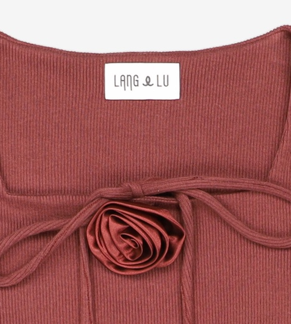 랭앤루(LANGNLU) PEONY Square Neck Top(피오니)_BROWN FREE