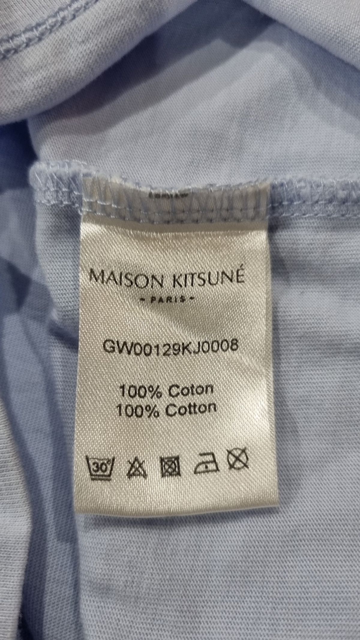 메종 키츠네(MAISON KITSUNE) W 폭스 헤드 패치 클래식 티셔츠 라이트블루 /반팔/반팔티/ GW00129KJ0008-LB XS