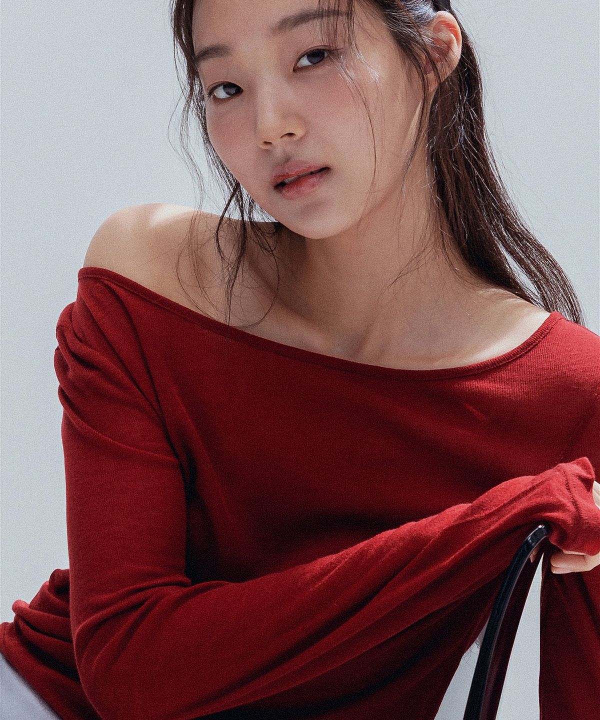 앤하츠(ANNEHEARTS) Wool Modal Slim Tee_RED